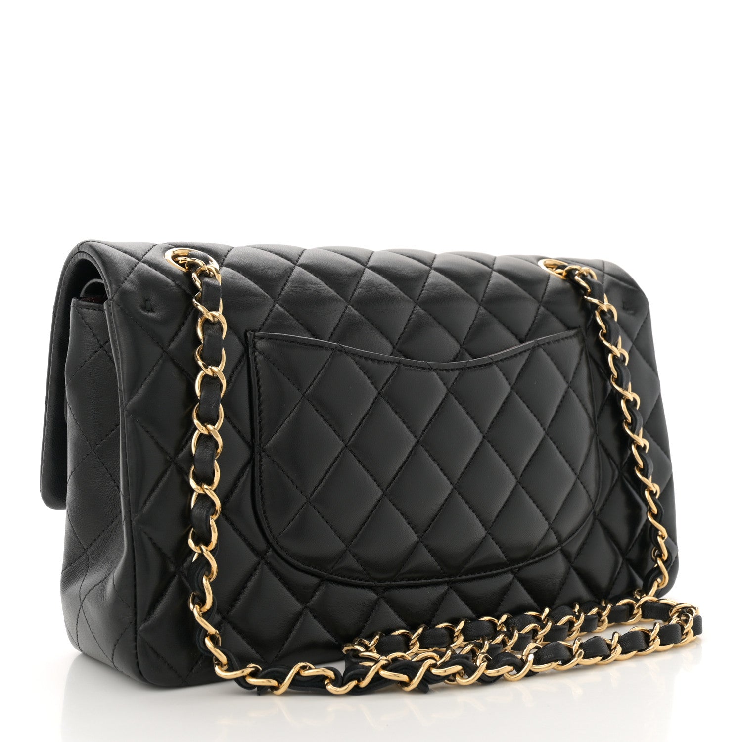 Lambskin Quilted Medium Double Flap Black
