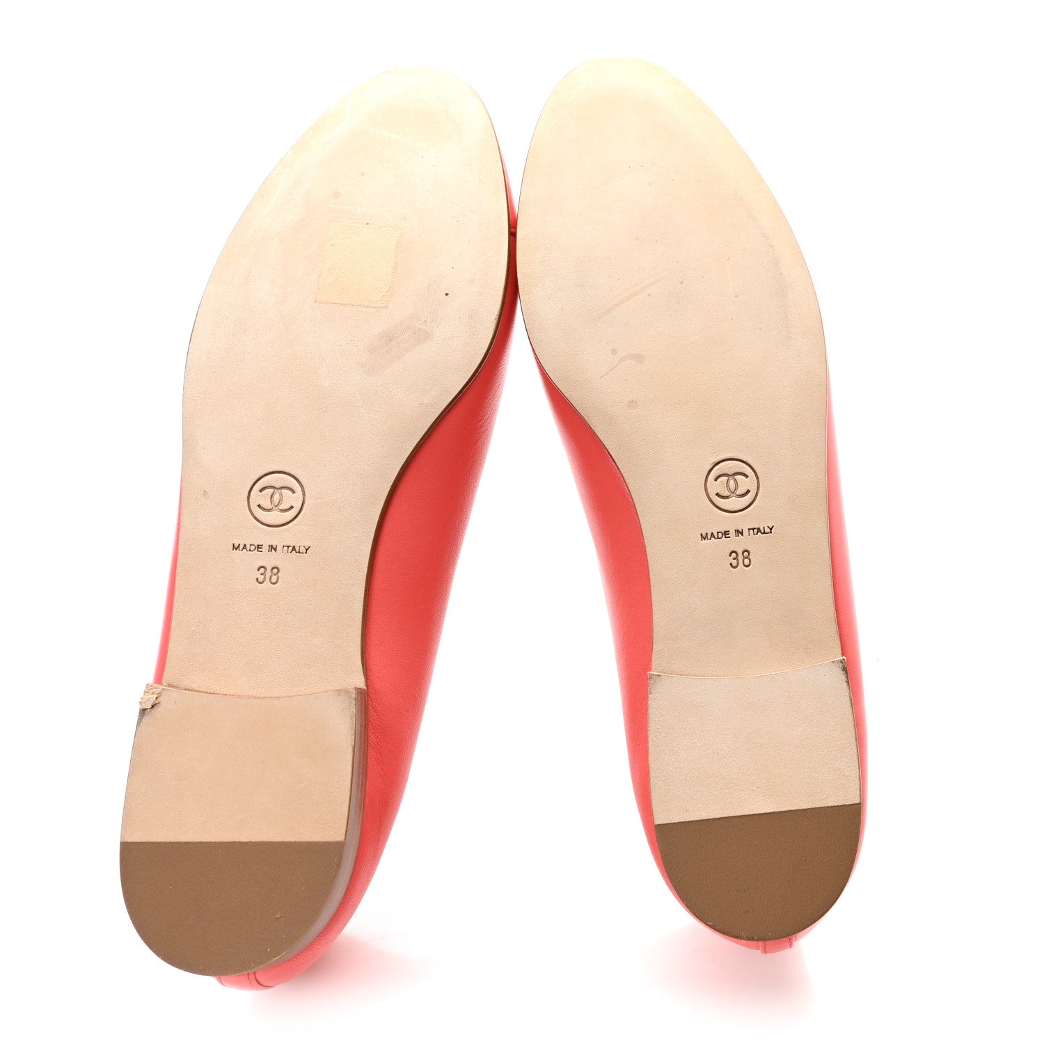 Lambskin Cap Toe Ballerina Flats 38 Coral