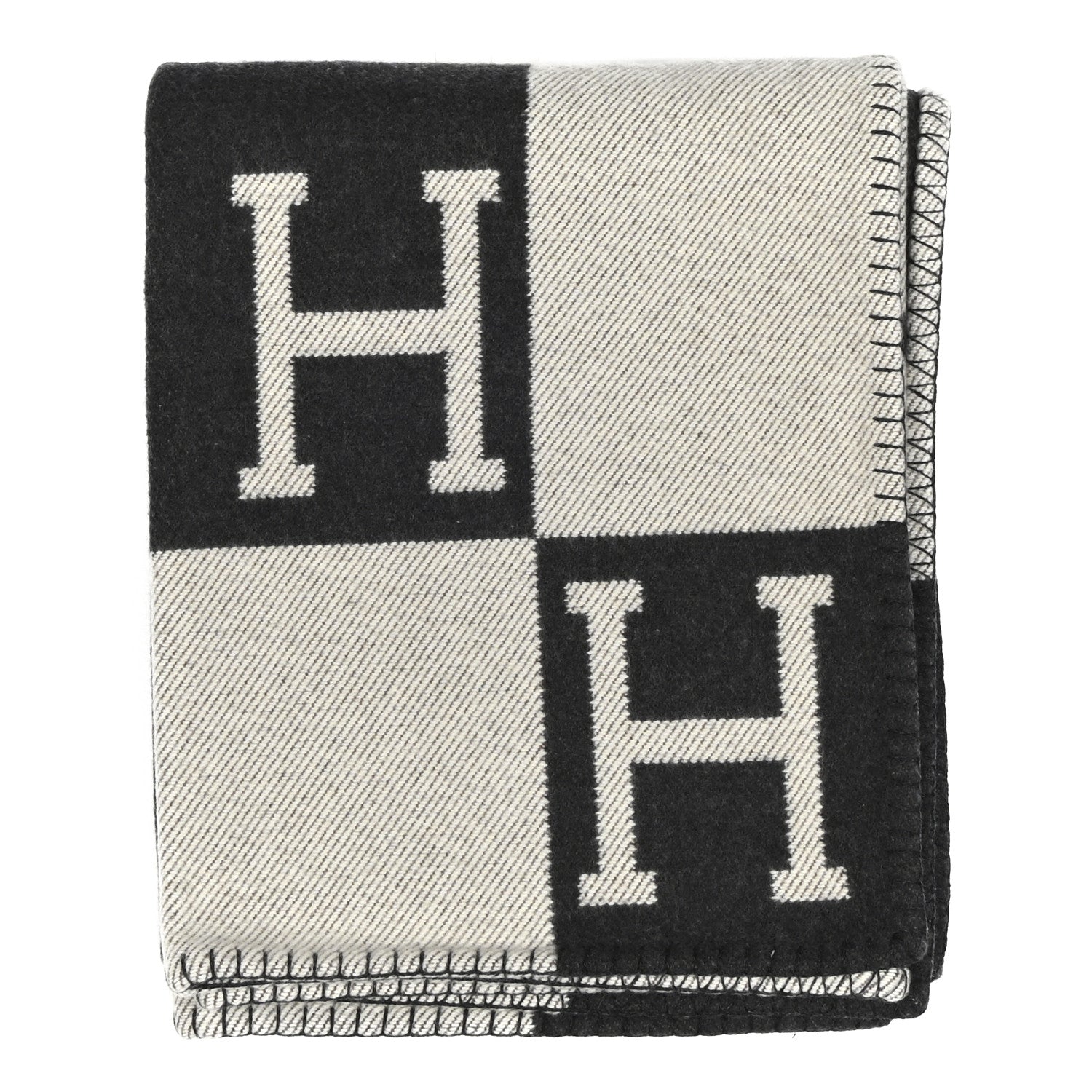Wool Cashmere Avalon Blanket Ecru Gris Fonce