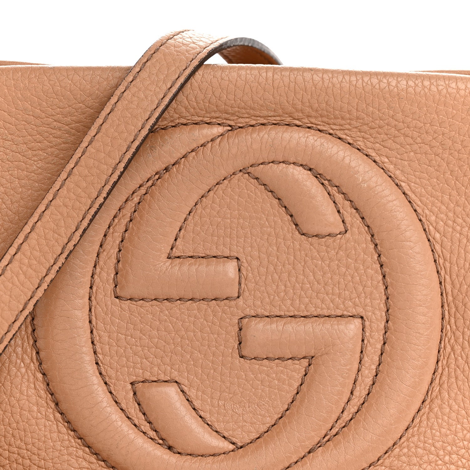 Pebbled Calfskin Small Soho Disco Bag Rose Beige