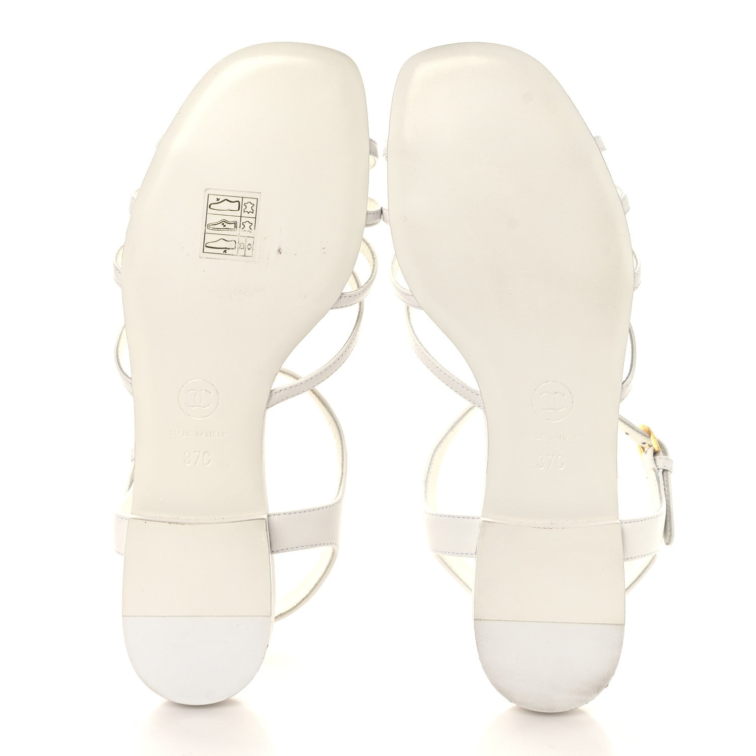 Lambskin Crystal CC Sandals 37 White