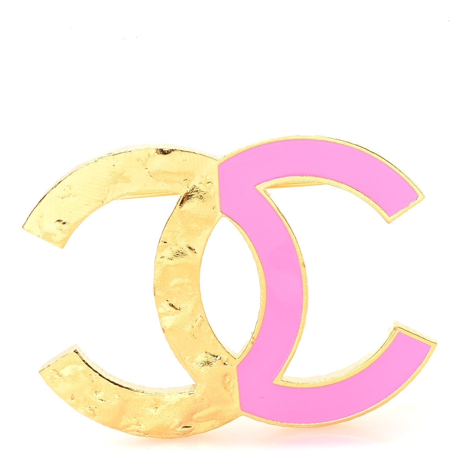 Enamel CC Large Brooch Pink Gold