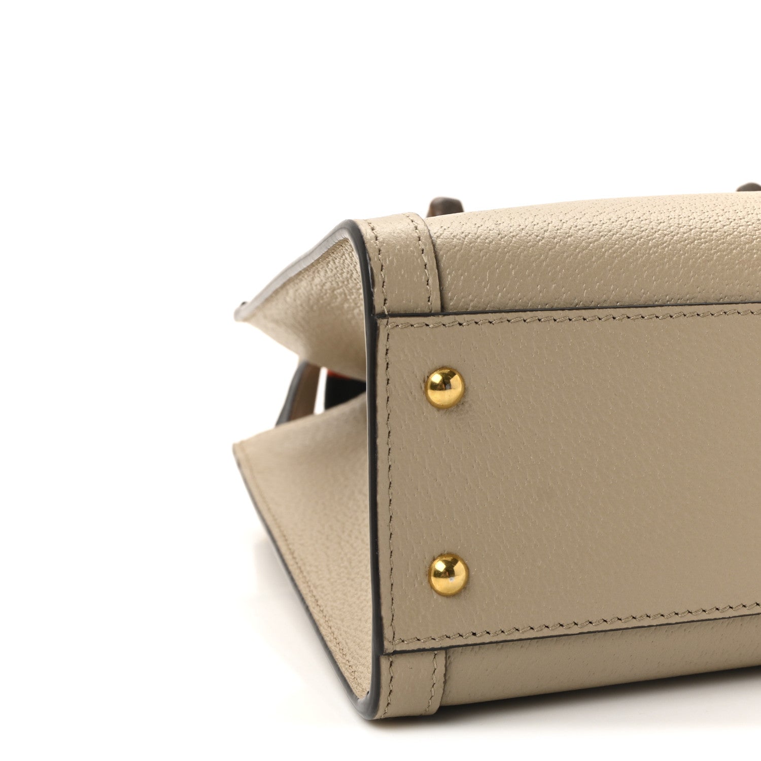 Textured Dollar Calfskin Web Small Diana Tote Bag Oatmeal Vintage Green