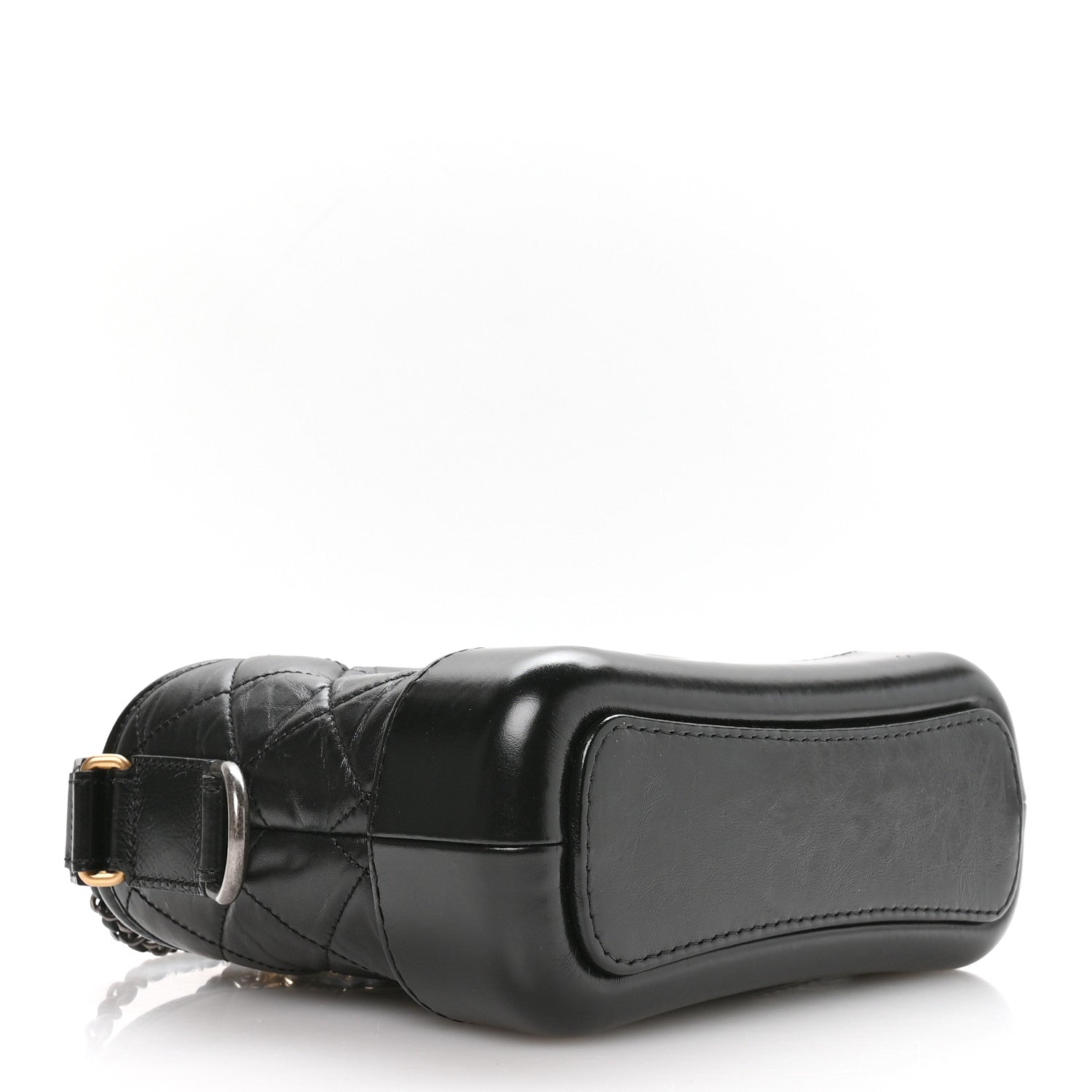 Aged Calfskin Quilted Small Gabrielle Logo Hobo Black