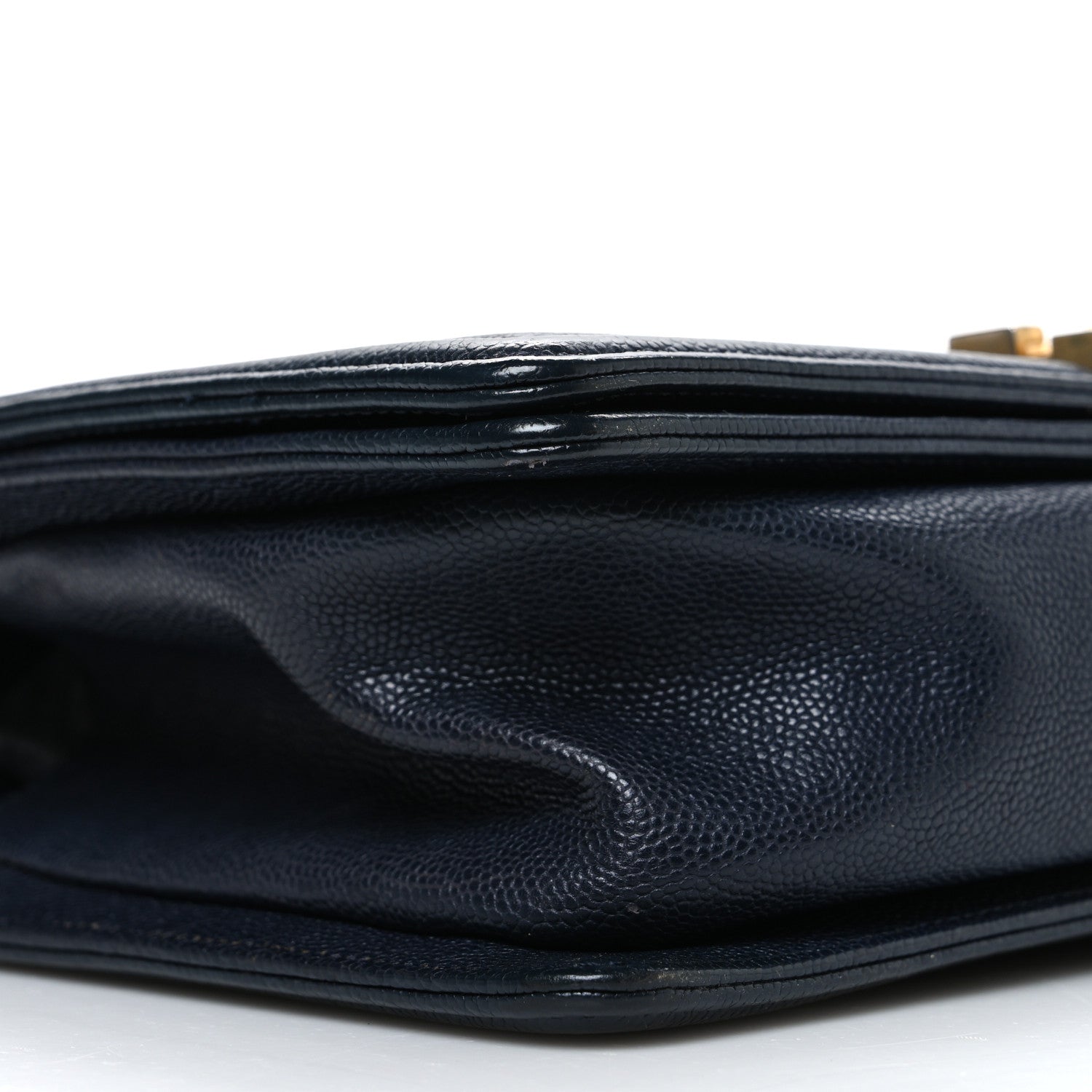 Metallic Caviar Quilted Medium Boy Flap Navy