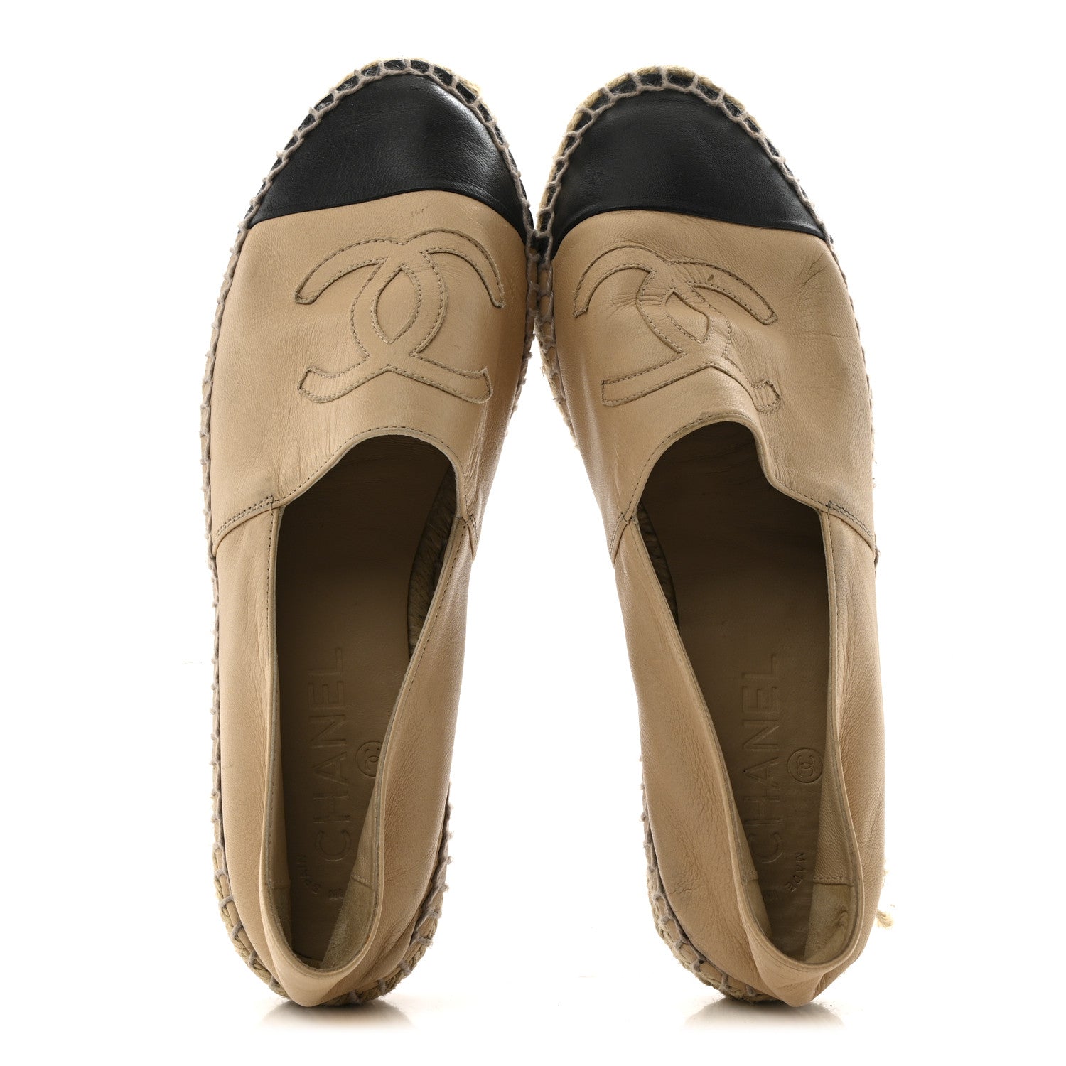 Lambskin CC Espadrilles 37 Beige Black