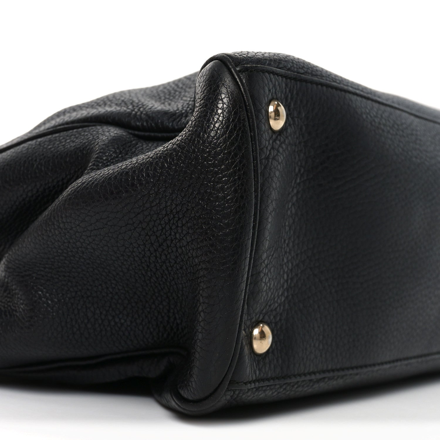 Pebbled Calfskin Medium Bamboo Shopper Tote Black
