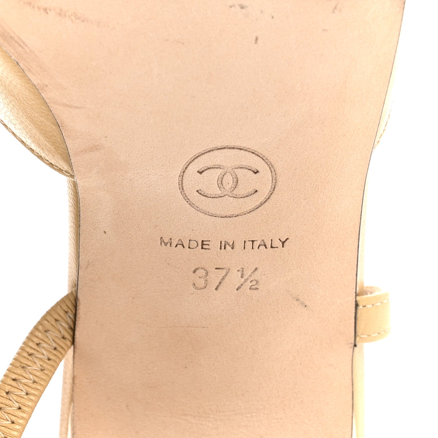 Goatskin Grosgrain Cap Toe CC Slingback Pumps 37.5 Beige Black