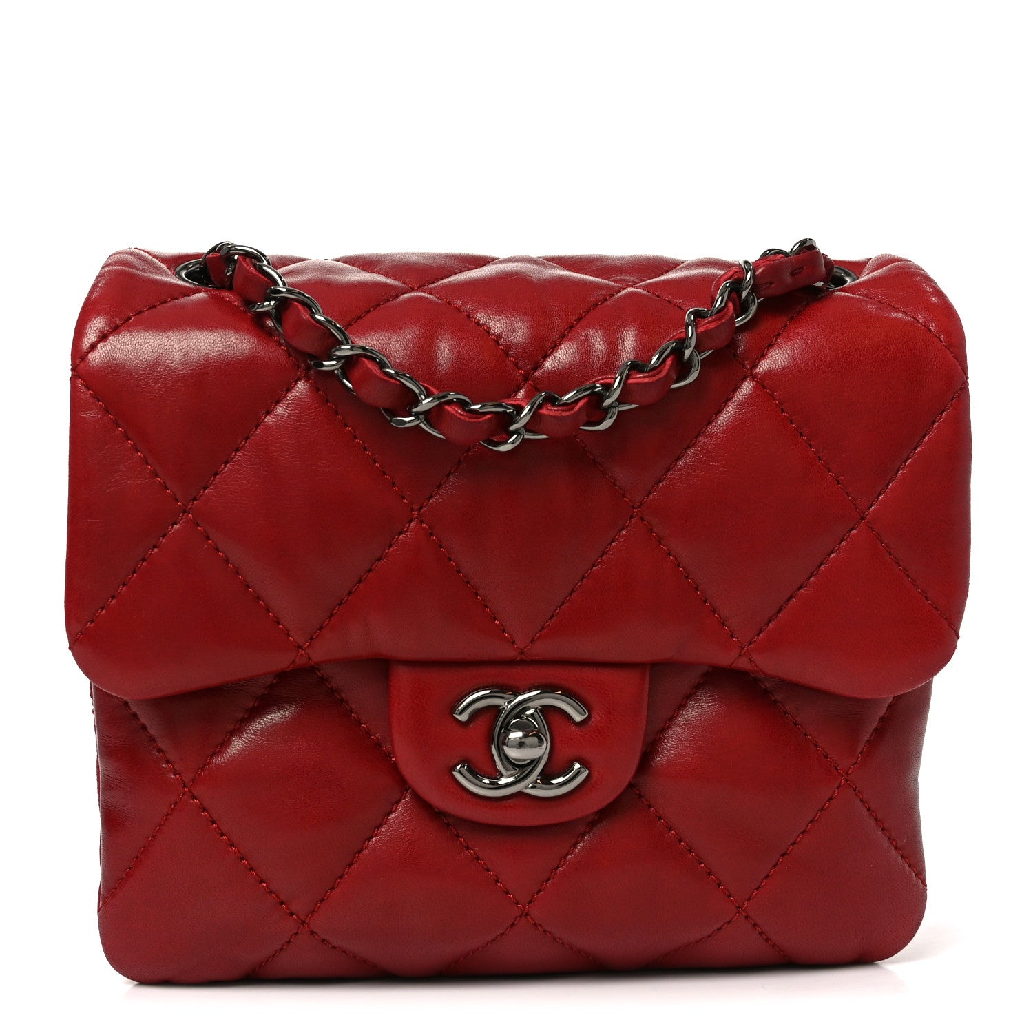 Lambskin Quilted Mini Chanel 3 Flap Red