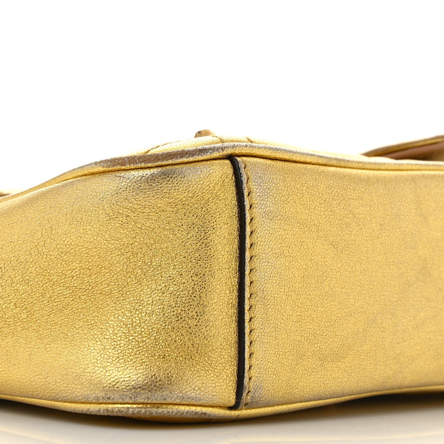 Metallic Calfskin Matelasse Studded Mini Pearly GG Marmont Shoulder Bag Gold