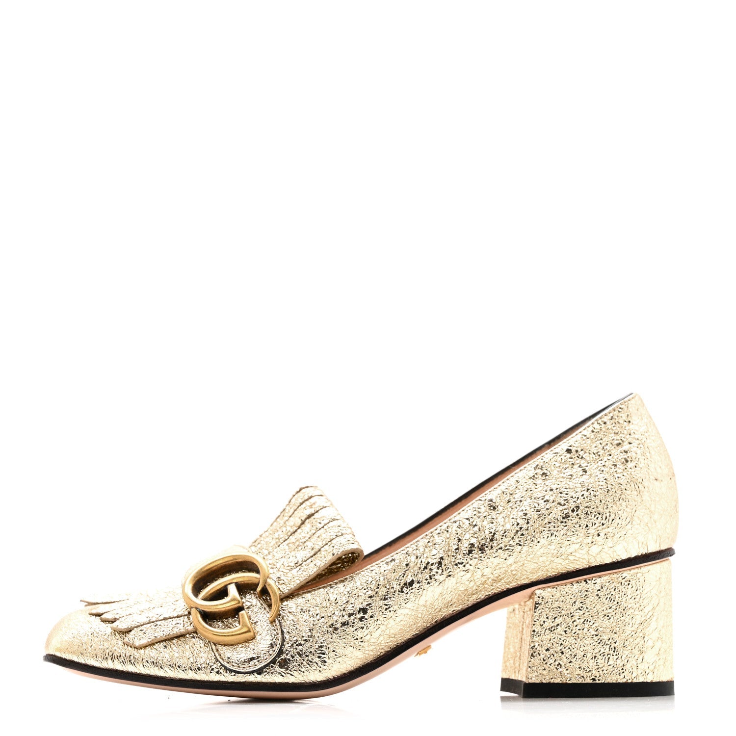 Galassia GG Marmont Fringe 50mm Loafer Pumps 35 Platino
