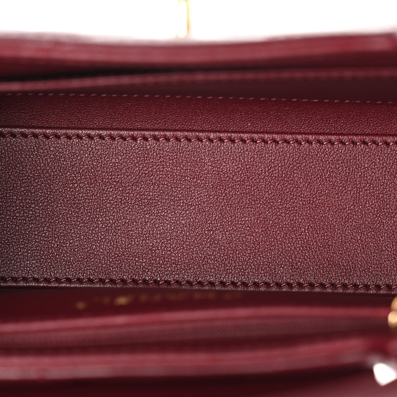 Shiny Lambskin Chevron Quilted Nano Kelly Shopper Dark Burgundy