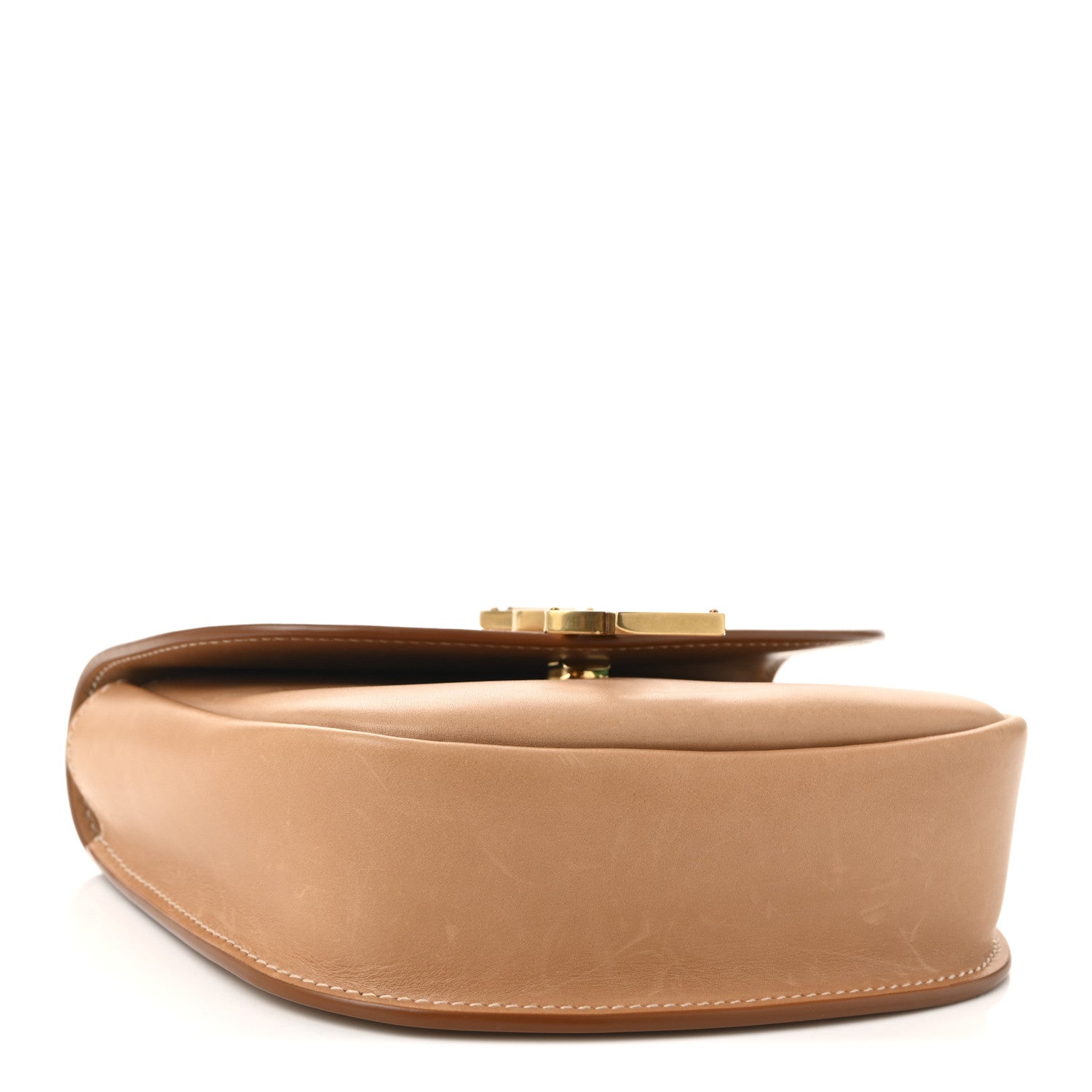 Smooth Vintage Calfskin Small Kaia Satchel Brown Gold