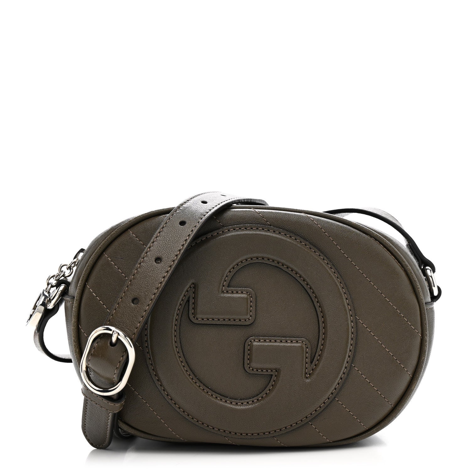 Sakai Be Green Calfskin Diagonal Stitched Mini Blondie Shoulder Bag Craclet Brown