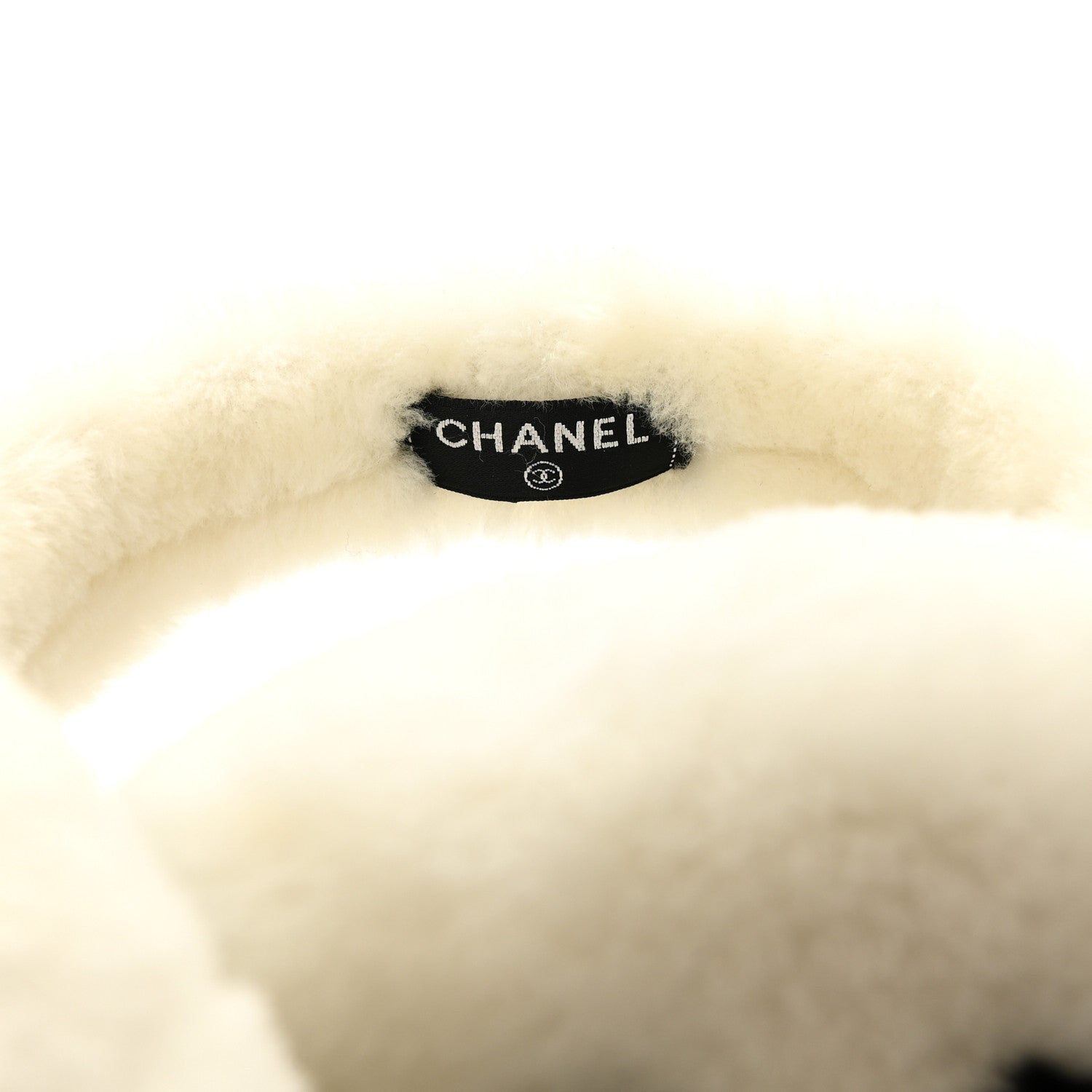Shearling CC Bi-Color Ear Muffs White Black