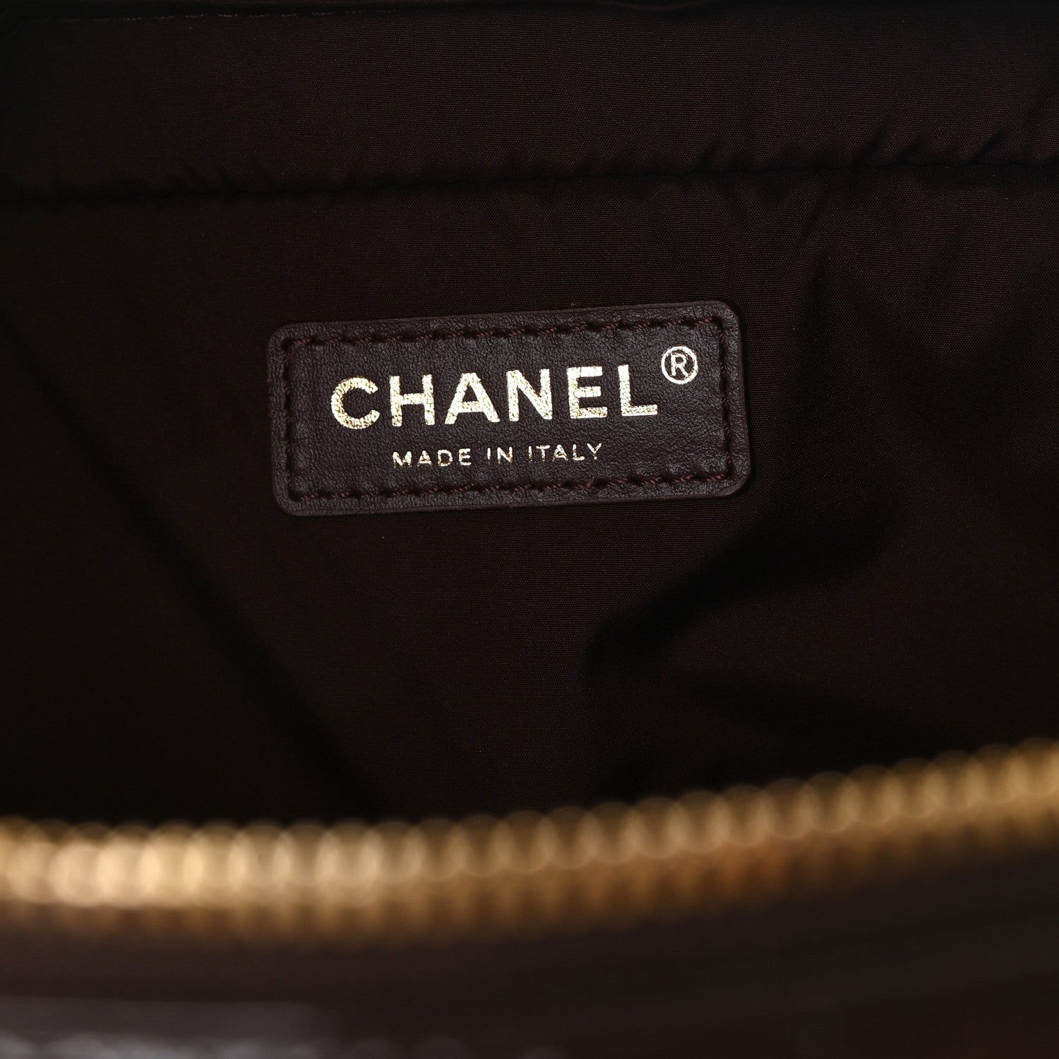 Patent Crumpled Calfskin Quilted Travel Bowling Bag Dark Brown