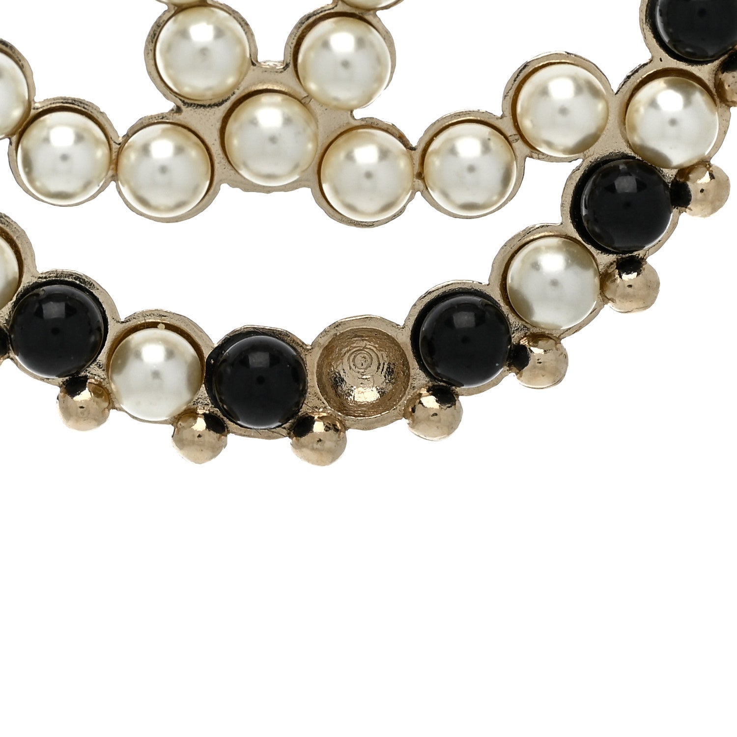 Resin Pearl CC Earrings Gold Black