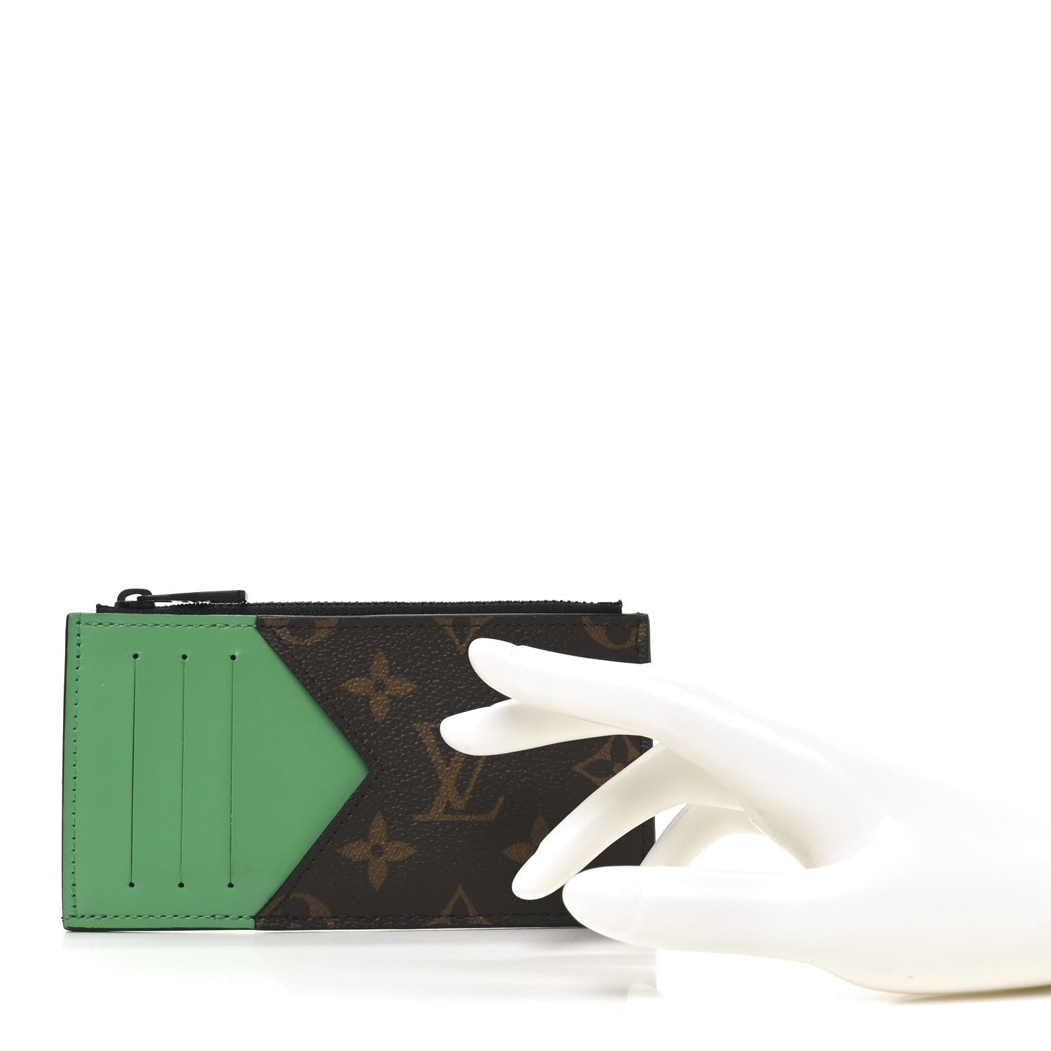 Monogram Calfskin Coin Card Holder Minty Green