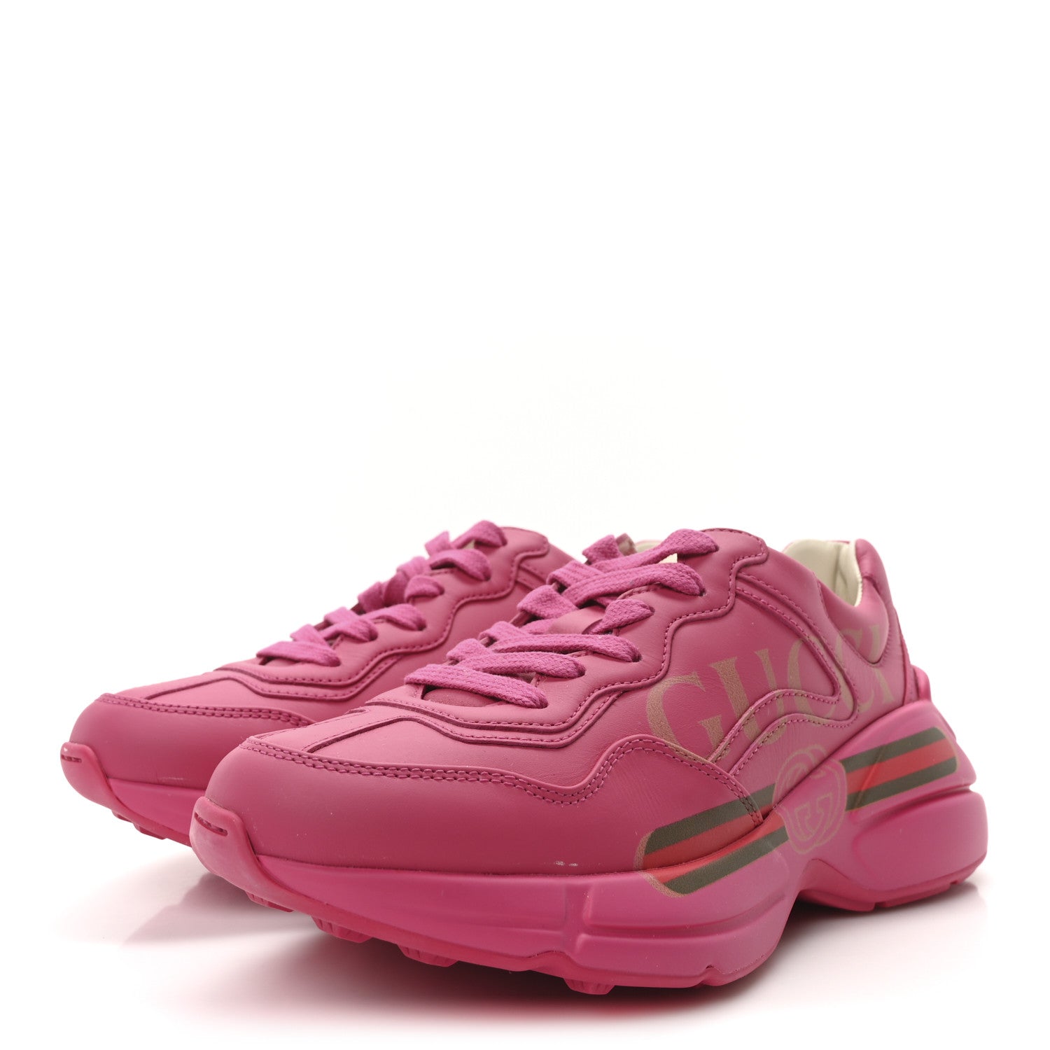 Calfskin Logo Womens Rhyton Sneakers 35.5 Box Pink