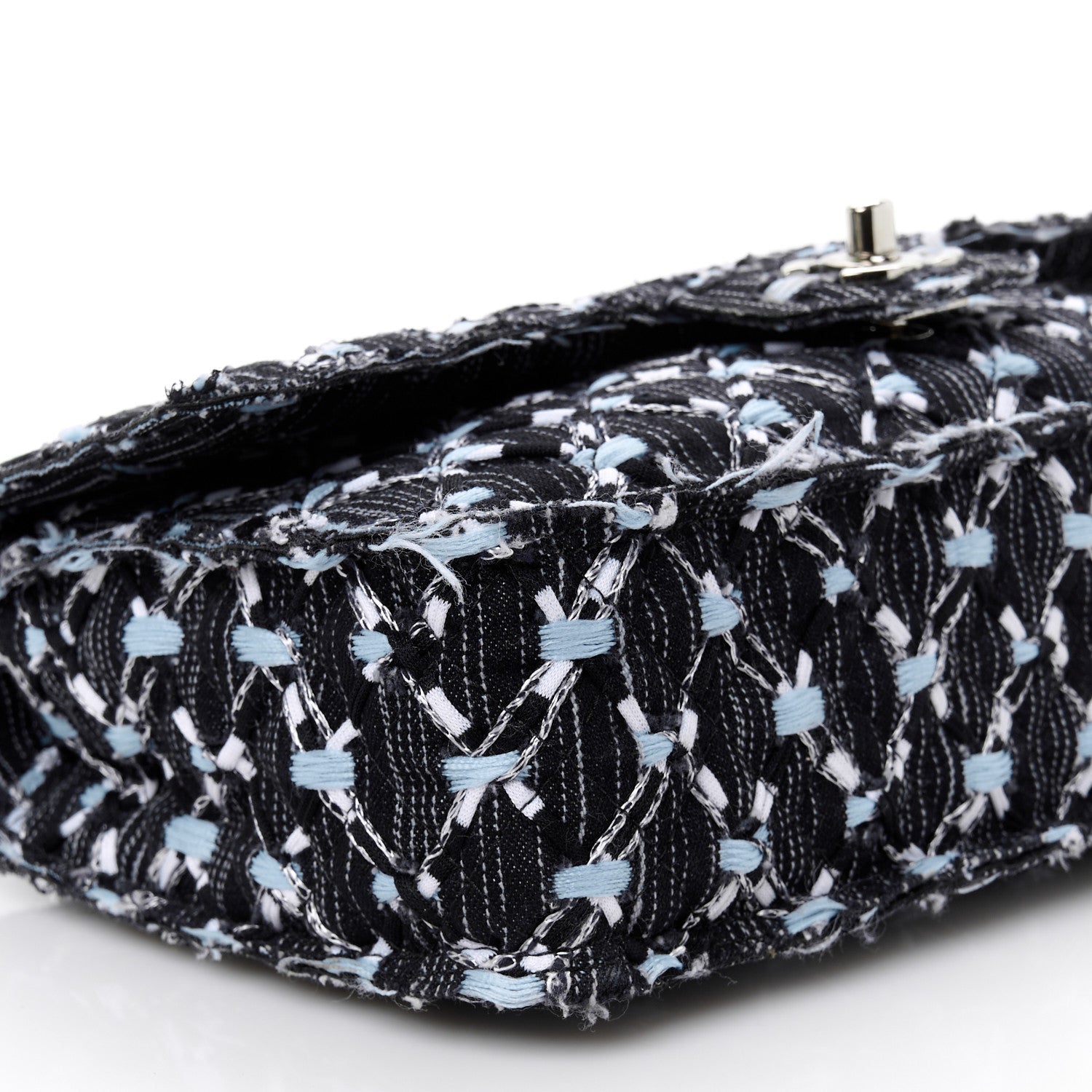 Woven Denim Medium Flap Light Blue