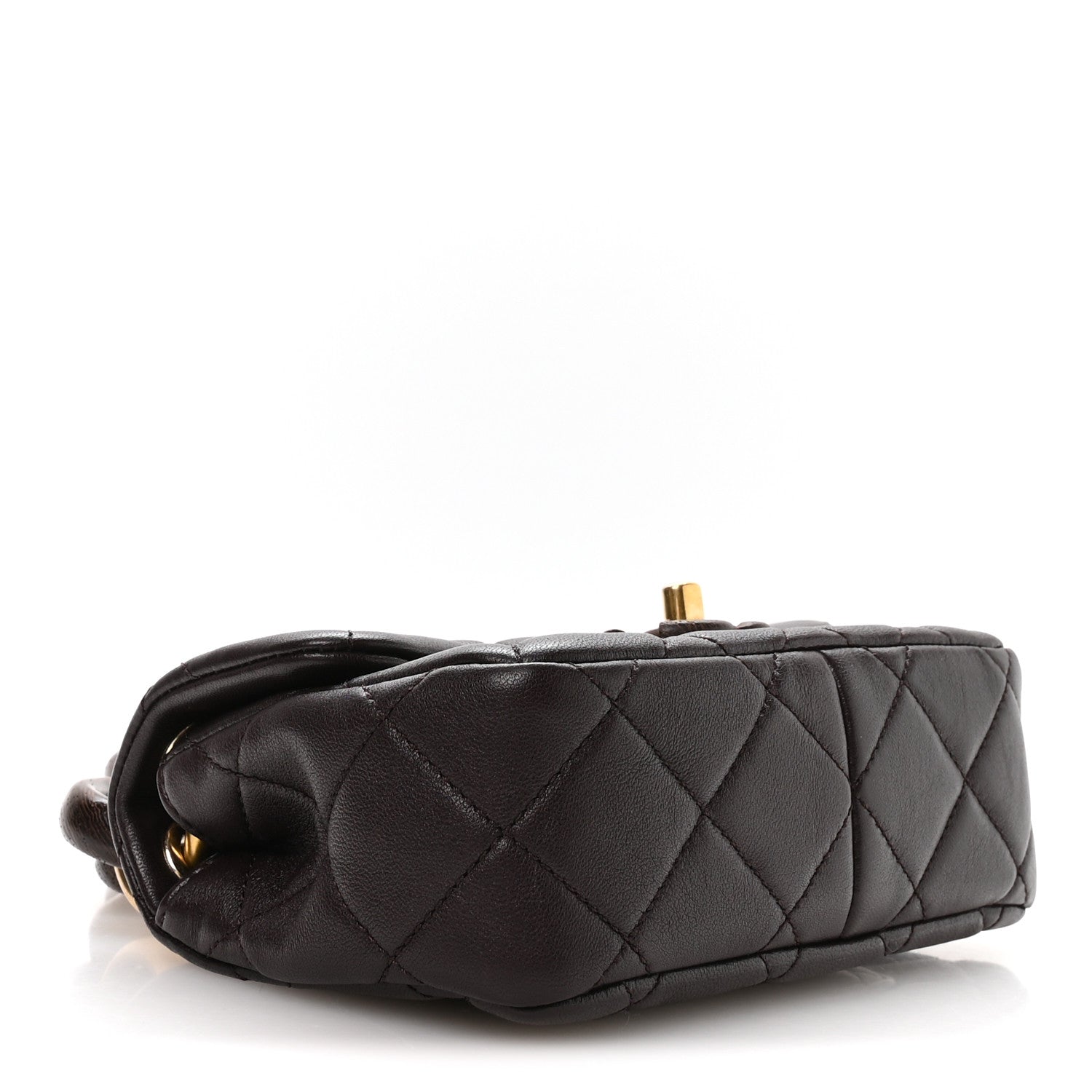 Lambskin Wenge Quilted Mini Fashion Wood Square Flap Dark Purple