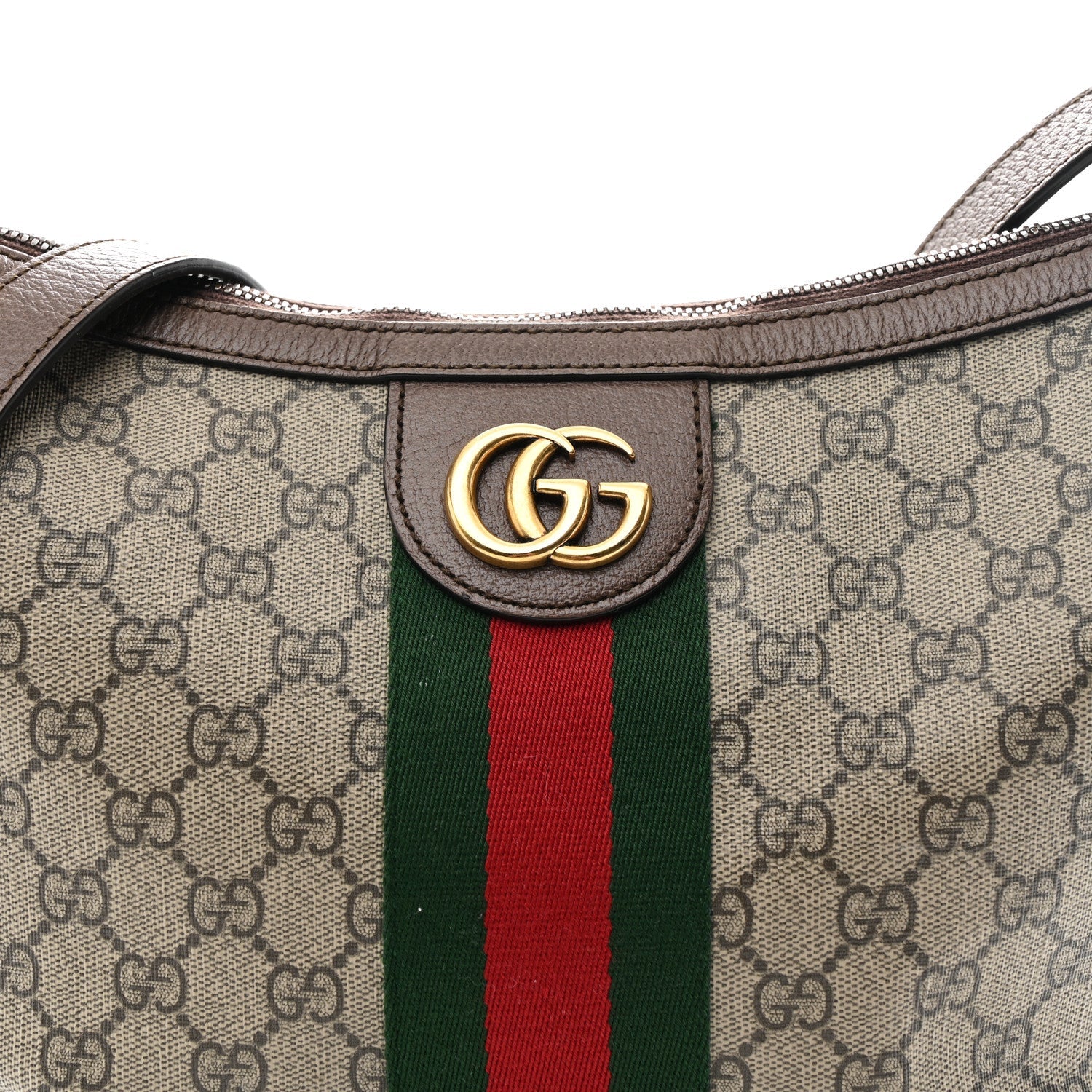 GG Supreme Monogram Web Small Ophidia Half Moon Hobo Brown