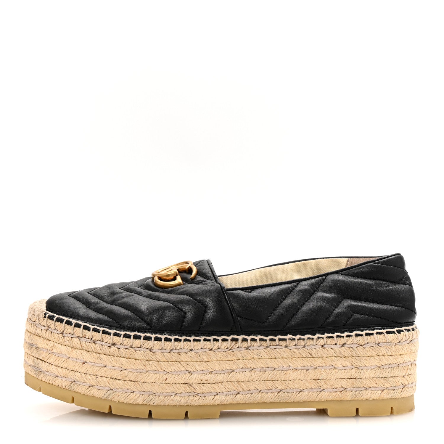 Nappa Matelasse GG Marmont Platform Espadrilles 39 Black