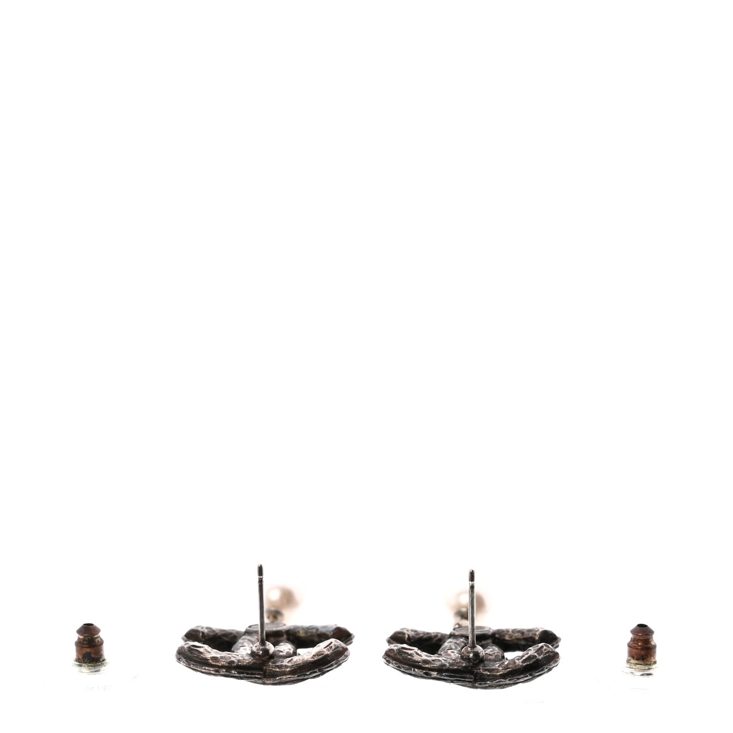 Ruthenium Crystal Pearl CC Drop Earrings