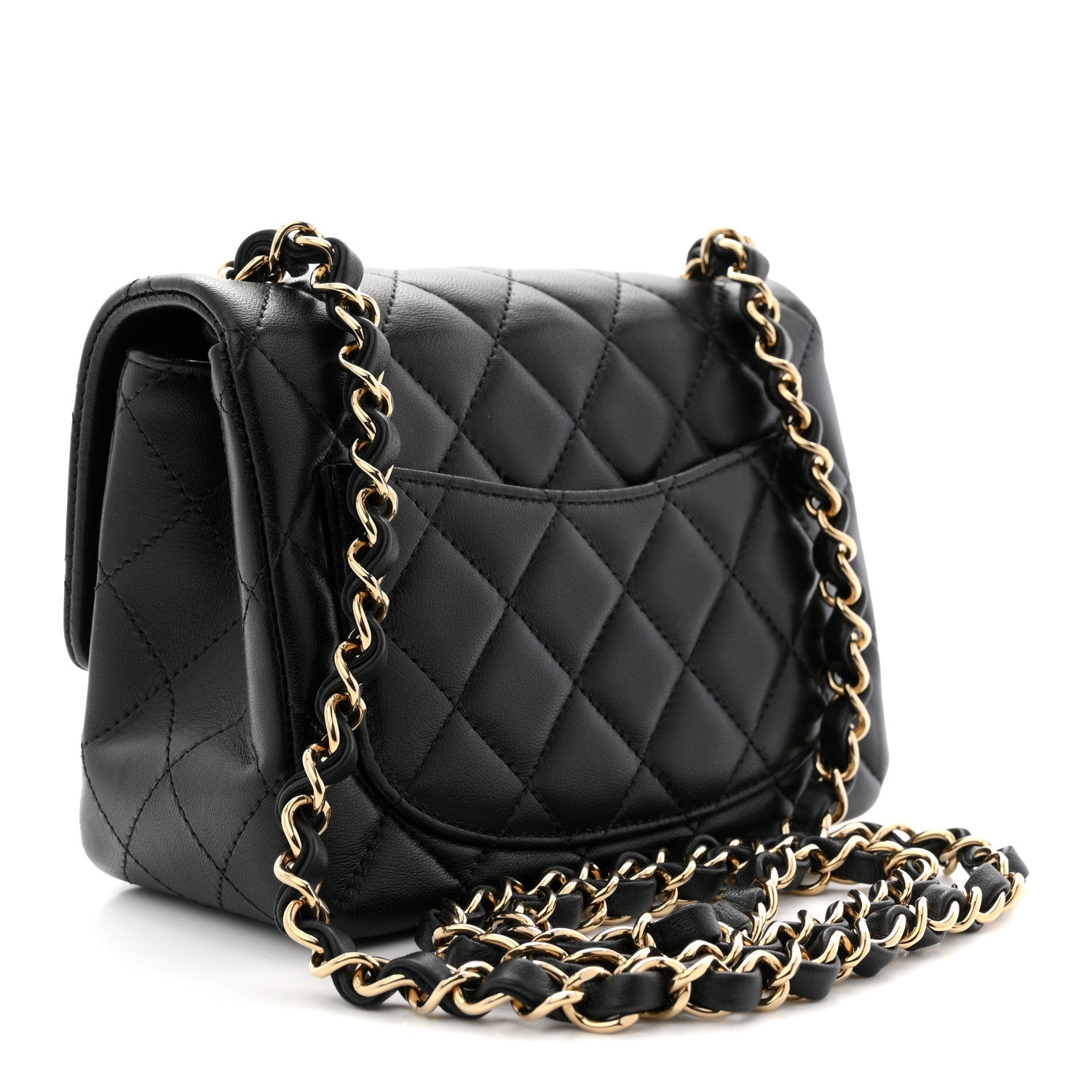 Lambskin Quilted Mini Square Flap Black