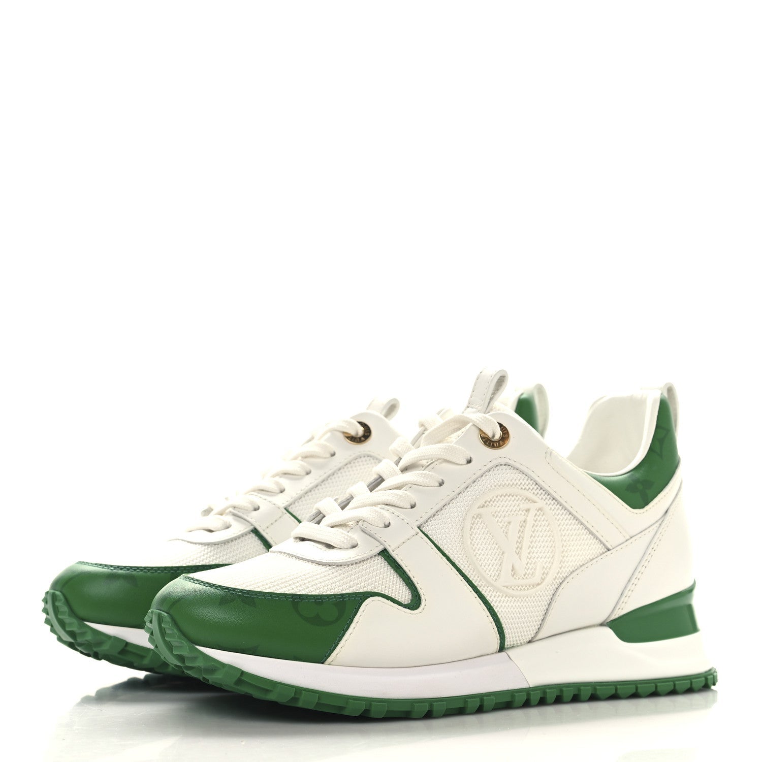 Calfskin Monogram Run Away Sneakers 36 White Green