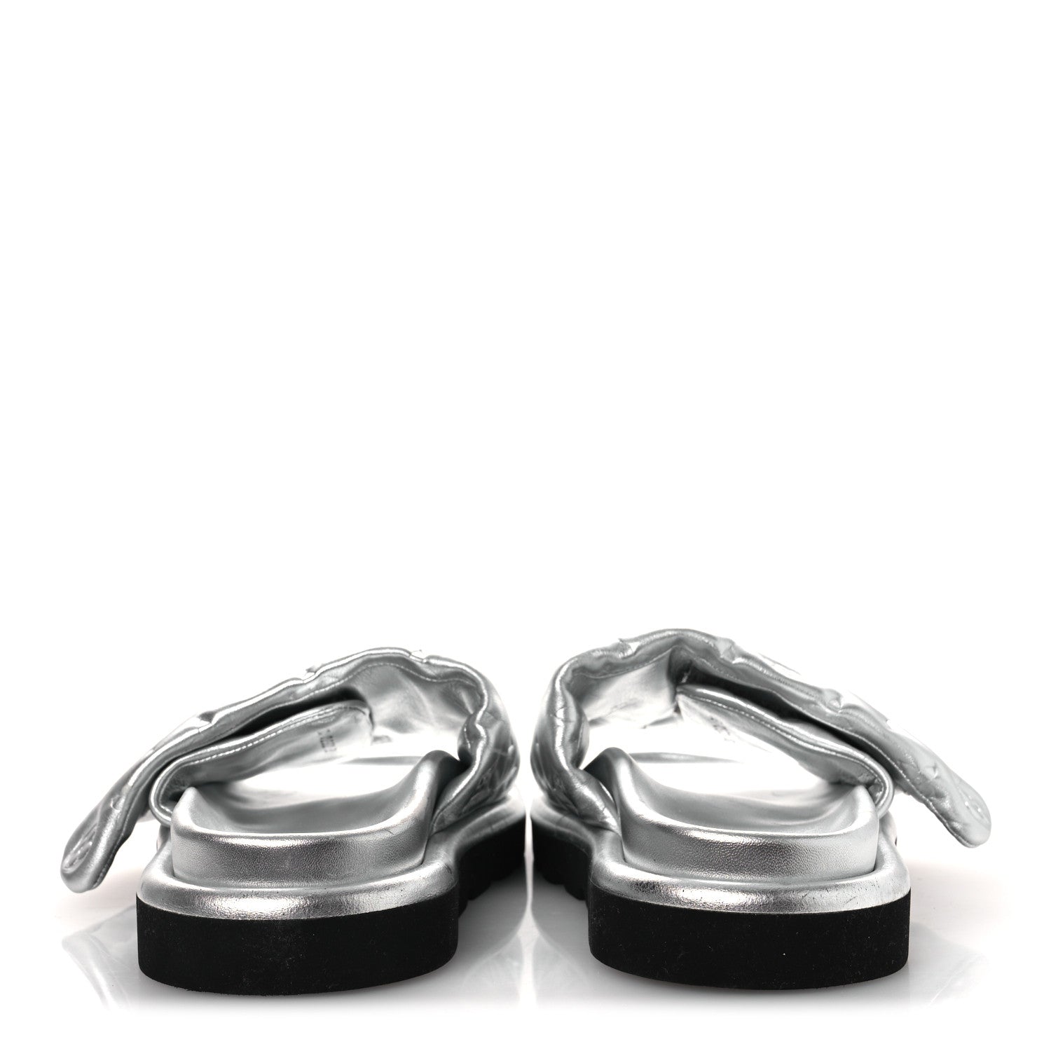 Lambskin Embossed Monogram Pool Pillow Flat Comfort Mule 39 Silver