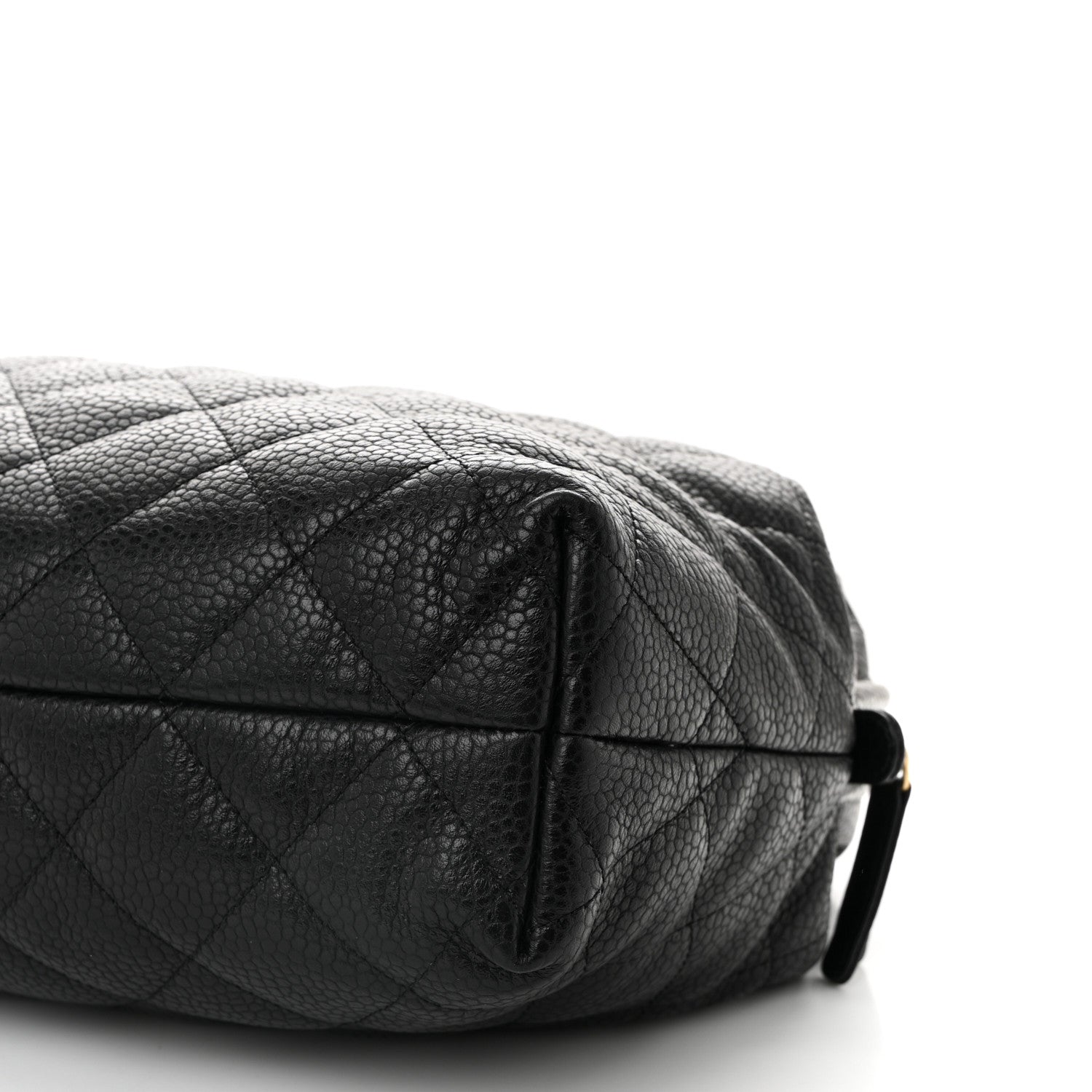 Shiny Caviar Quilted Large Bowling Bag Black