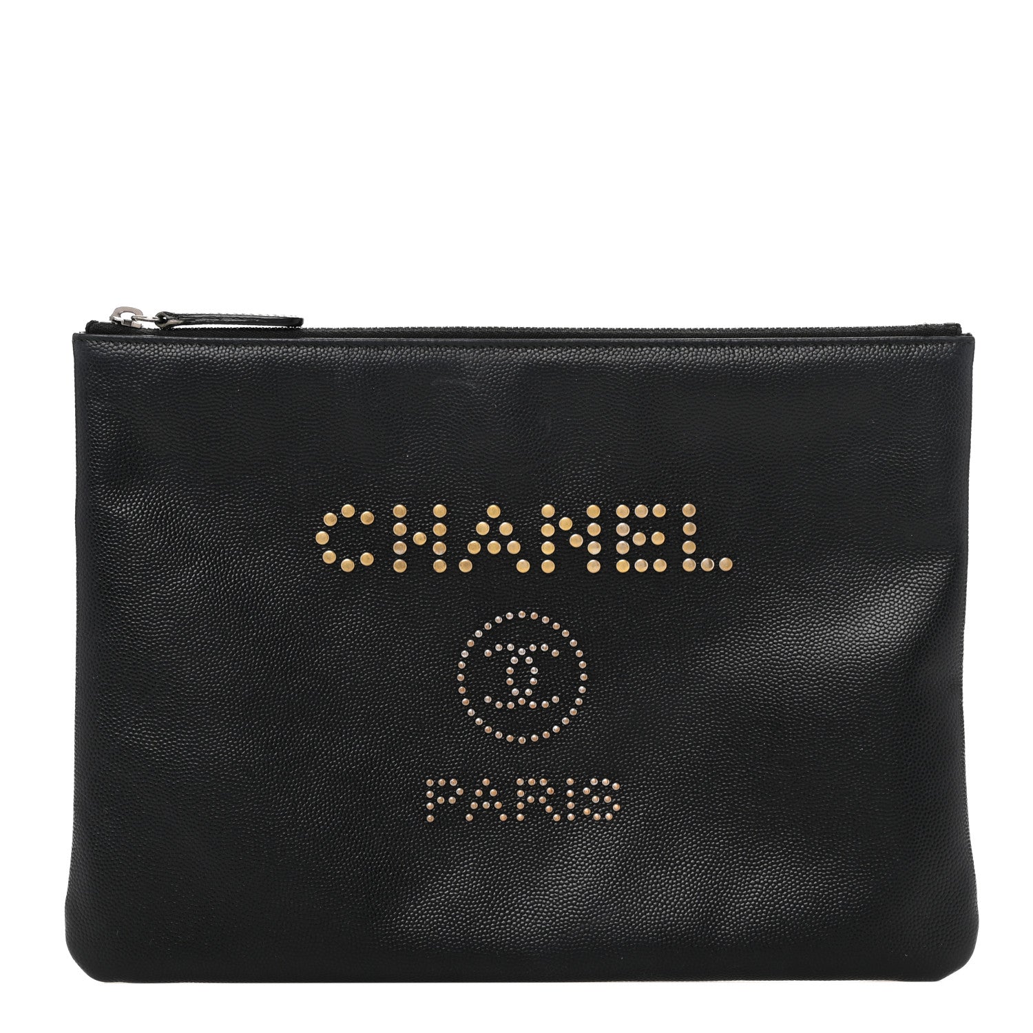 Caviar Studded Deauville Pouch Black