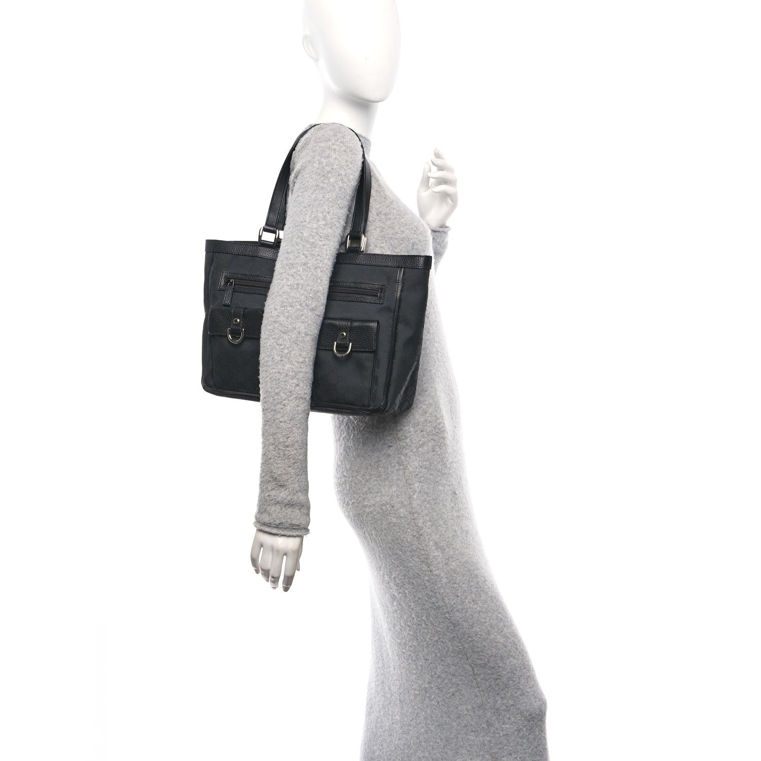 Nylon Monogram Abbey D Ring Tote Black