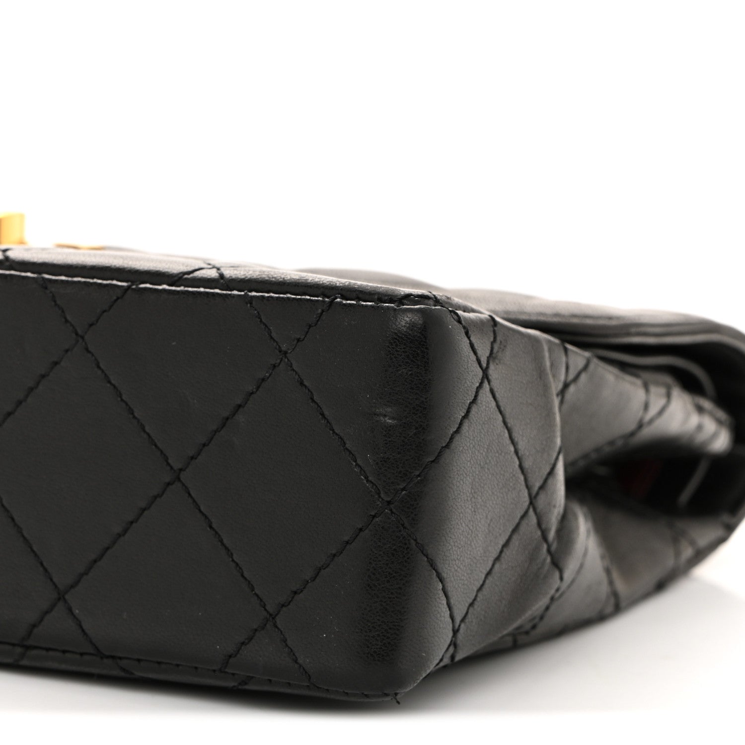 Lambskin Quilted Small Double Flap Black