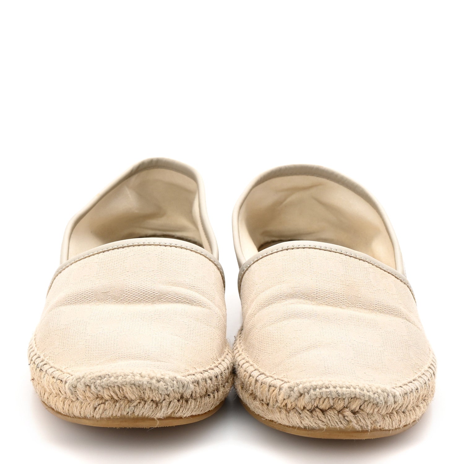 Washed Cotton Miro Soft Calfskin GG Monogram Espadrilles 39 White Mystic White