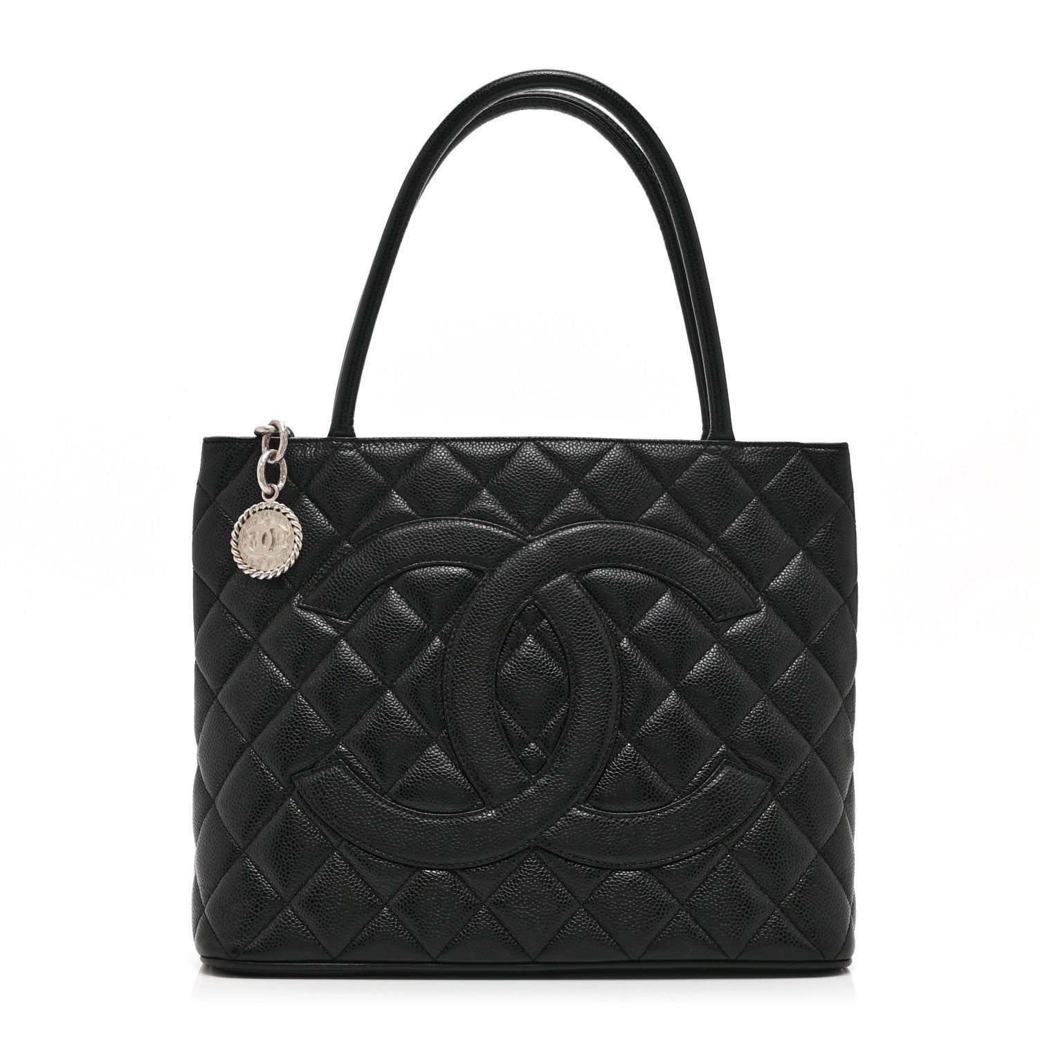 Caviar Quilted Medallion Tote Black