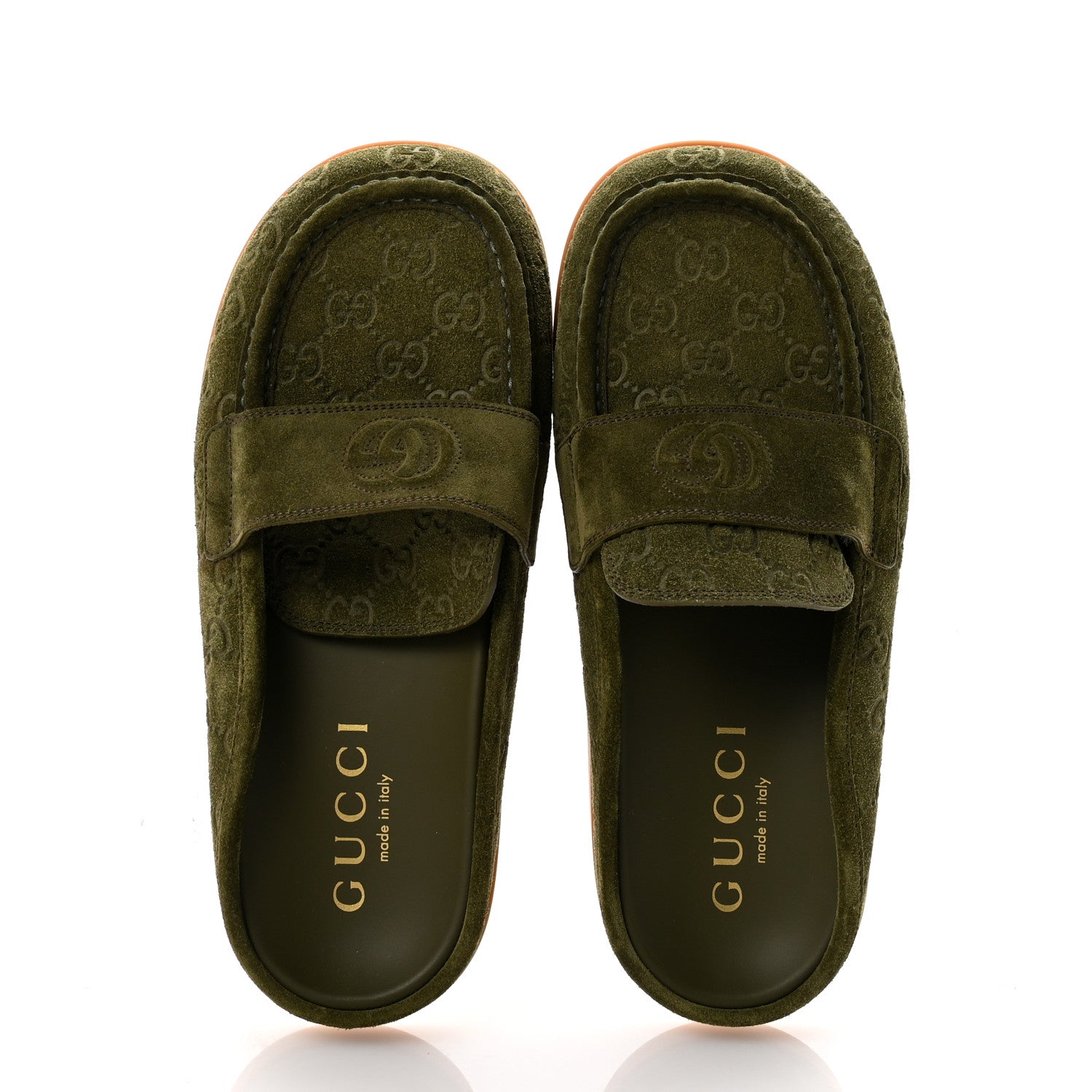 Suede GG Debossed Celia Mules 39 Green