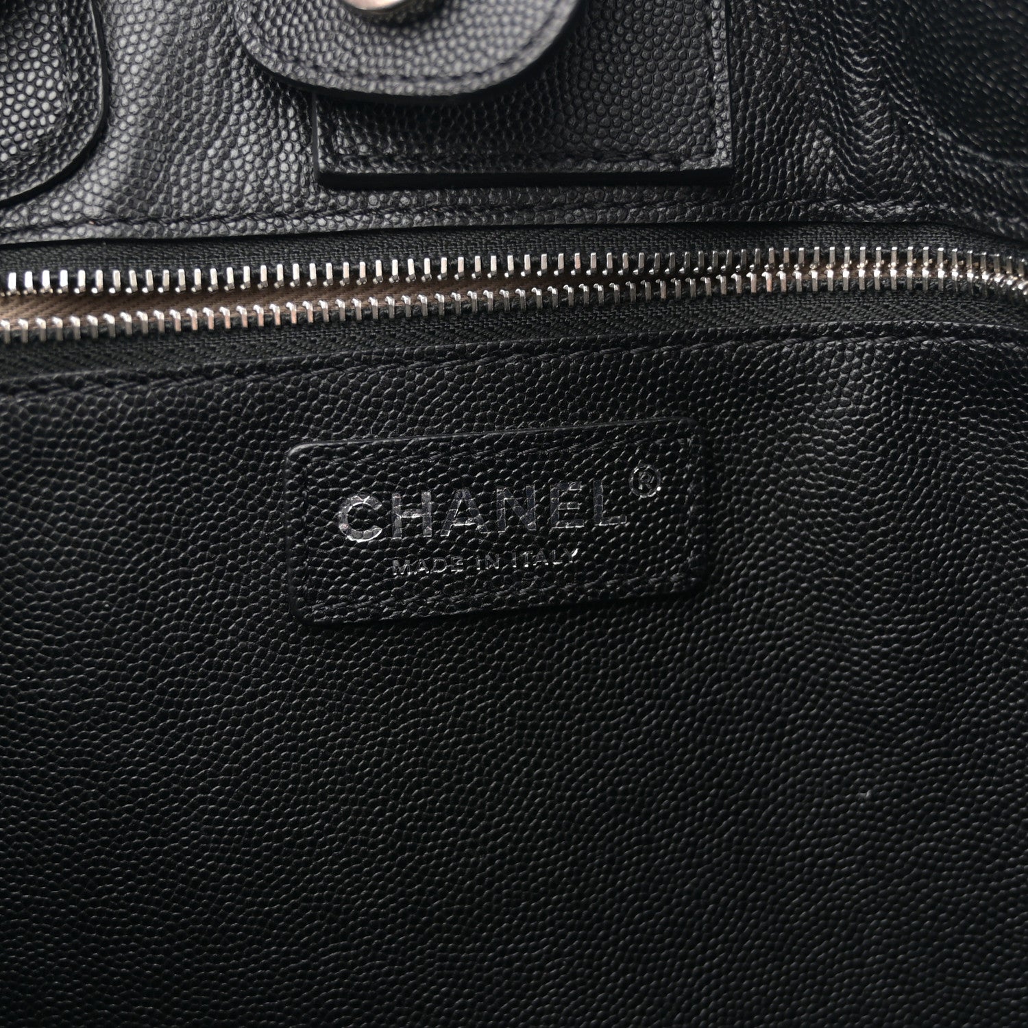 Caviar Stitched Medium Lady Coco Shopping Tote Black