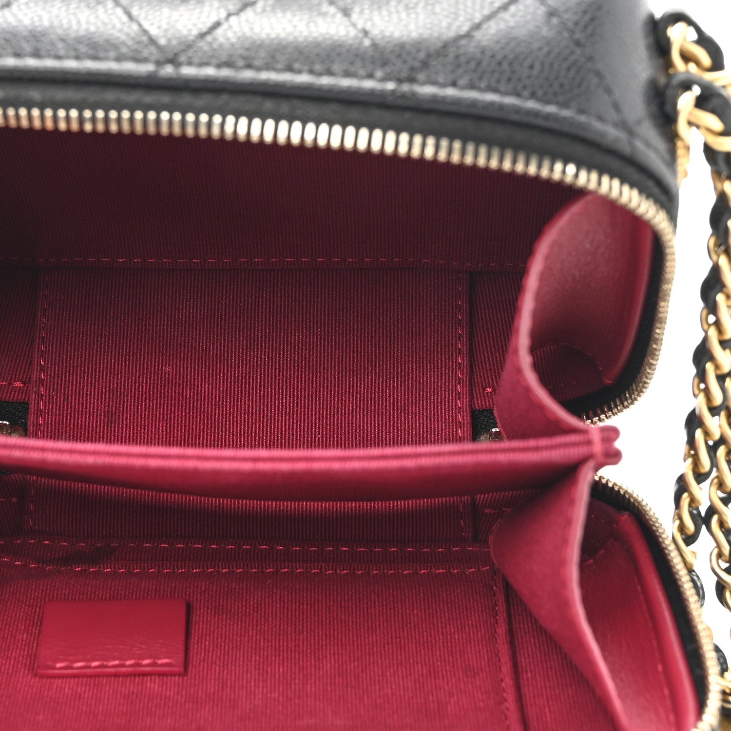 Caviar Quilted Twist Your Buttons Clutch With Chain Black