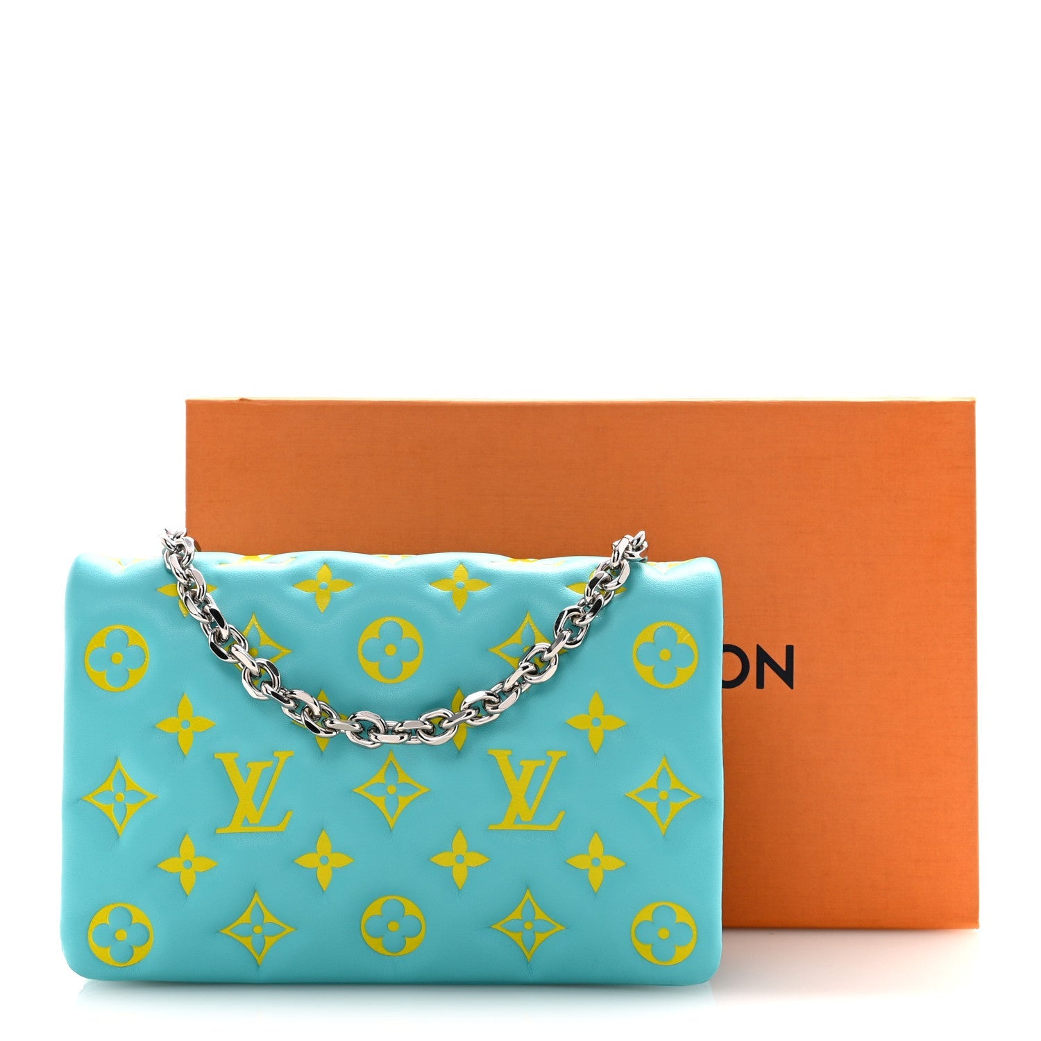 Lambskin Embossed Monogram Vuittamins Pochette Coussin Menthe Jaune