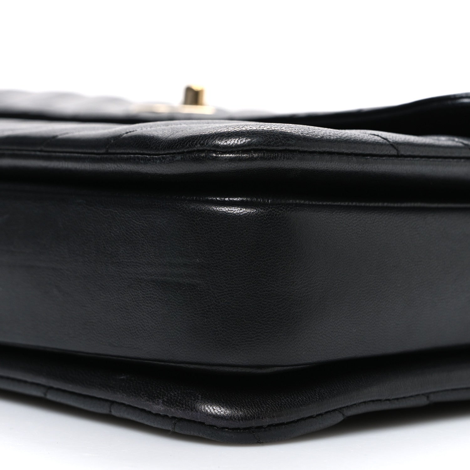 Lambskin Chevron Quilted Medium Trendy CC Dual Handle Flap Bag Black