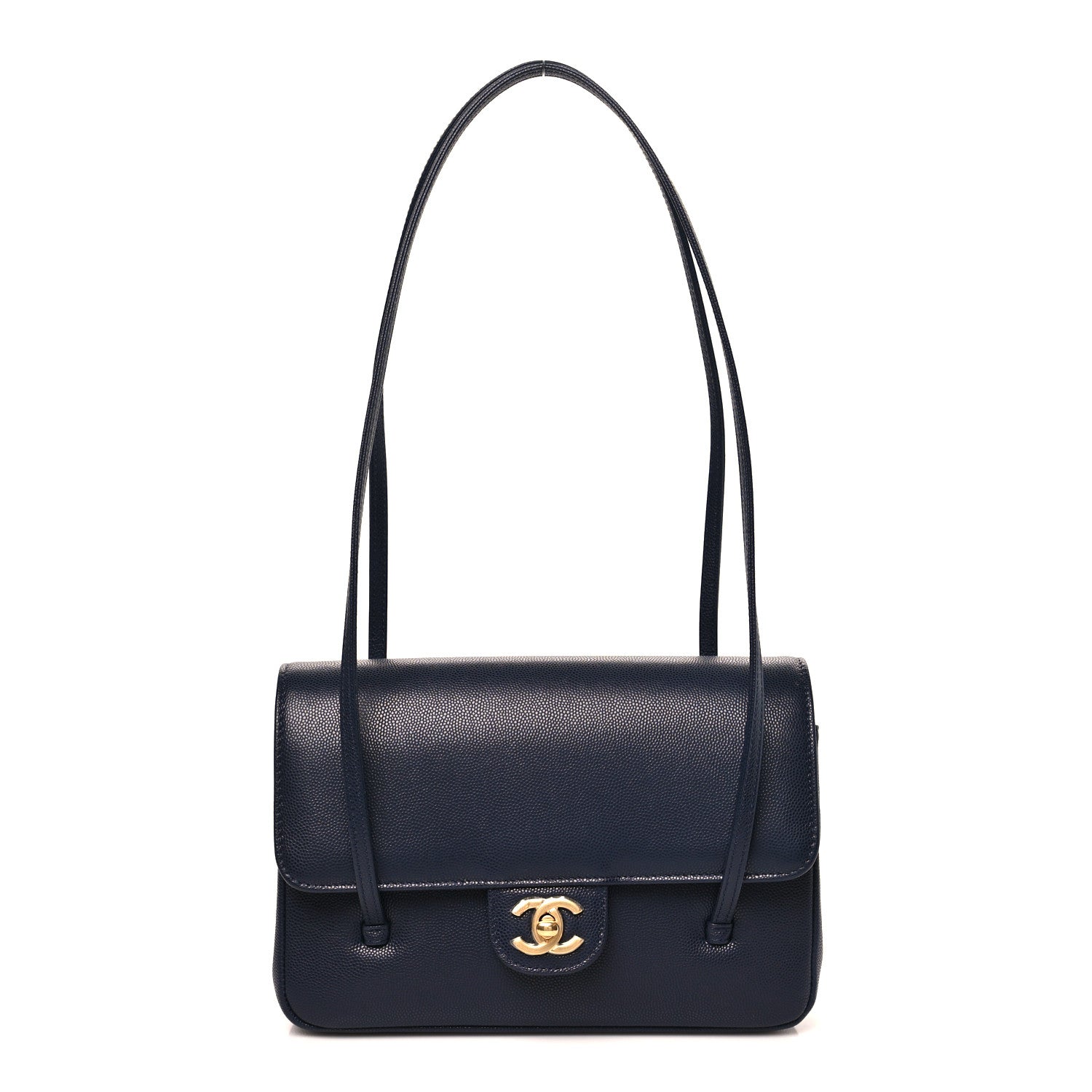 Shiny Caviar Preppy Coco Small Flap Navy