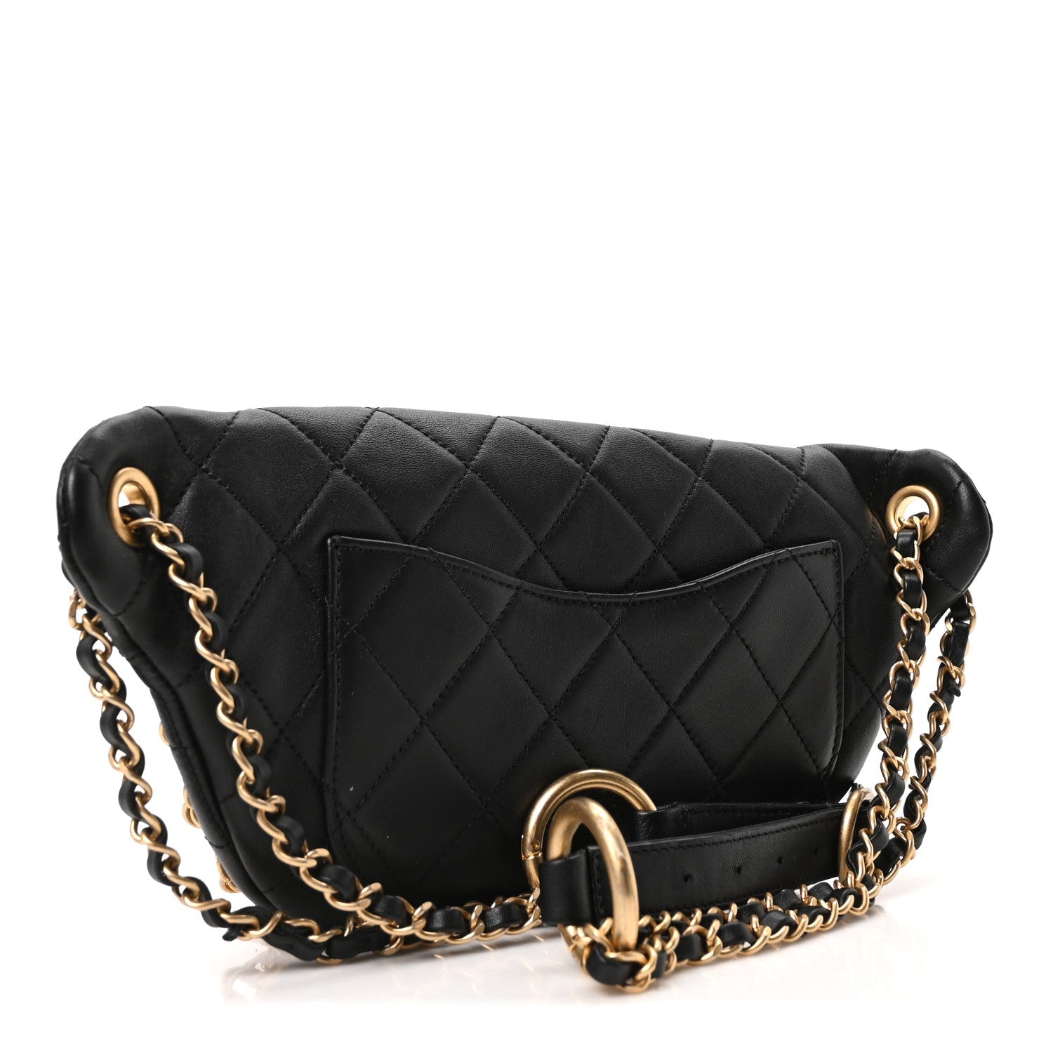 Lambskin Quilted All About Chains Waist Belt Bag Black