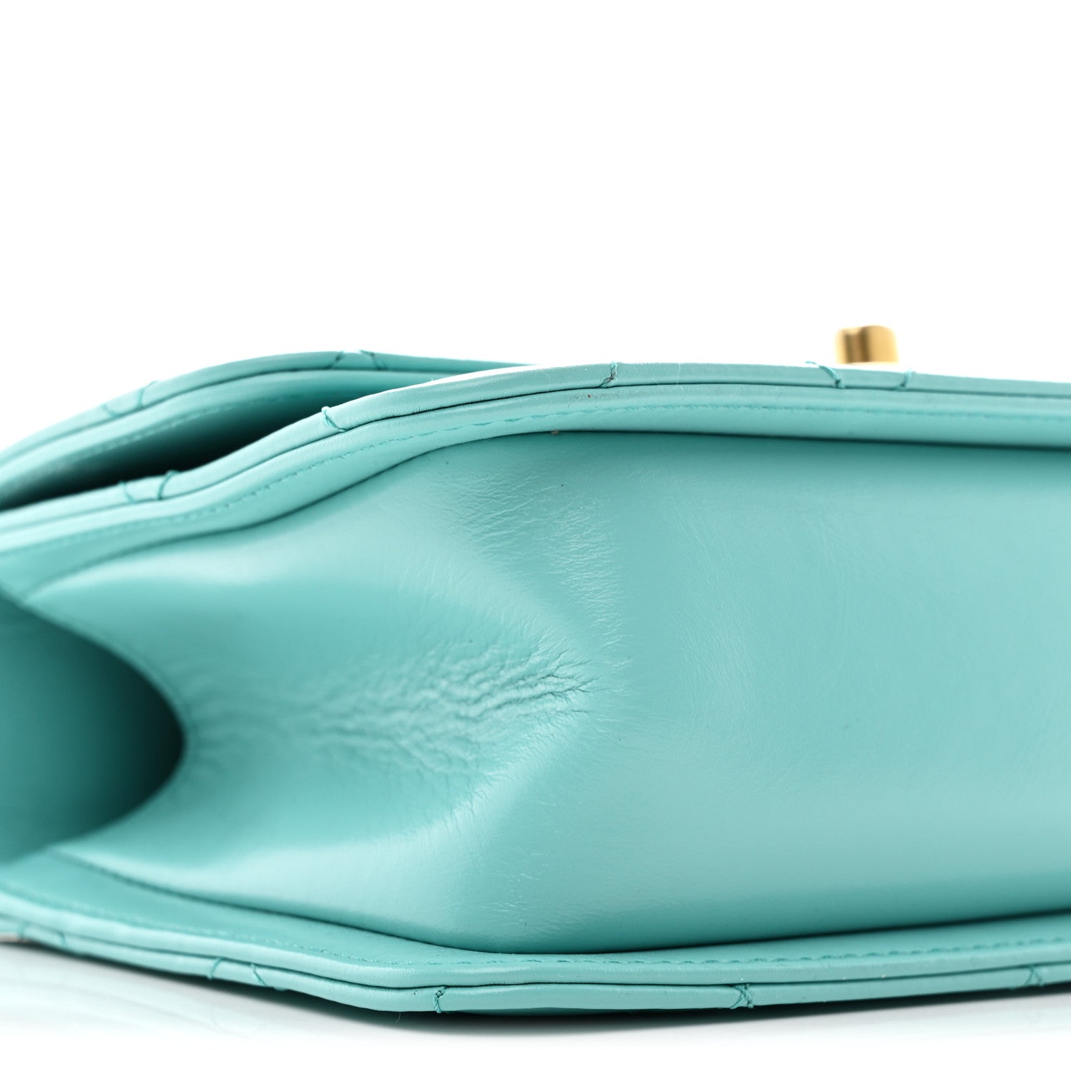 Calfskin Quilted Mini Perfect Fit Flap Turquoise