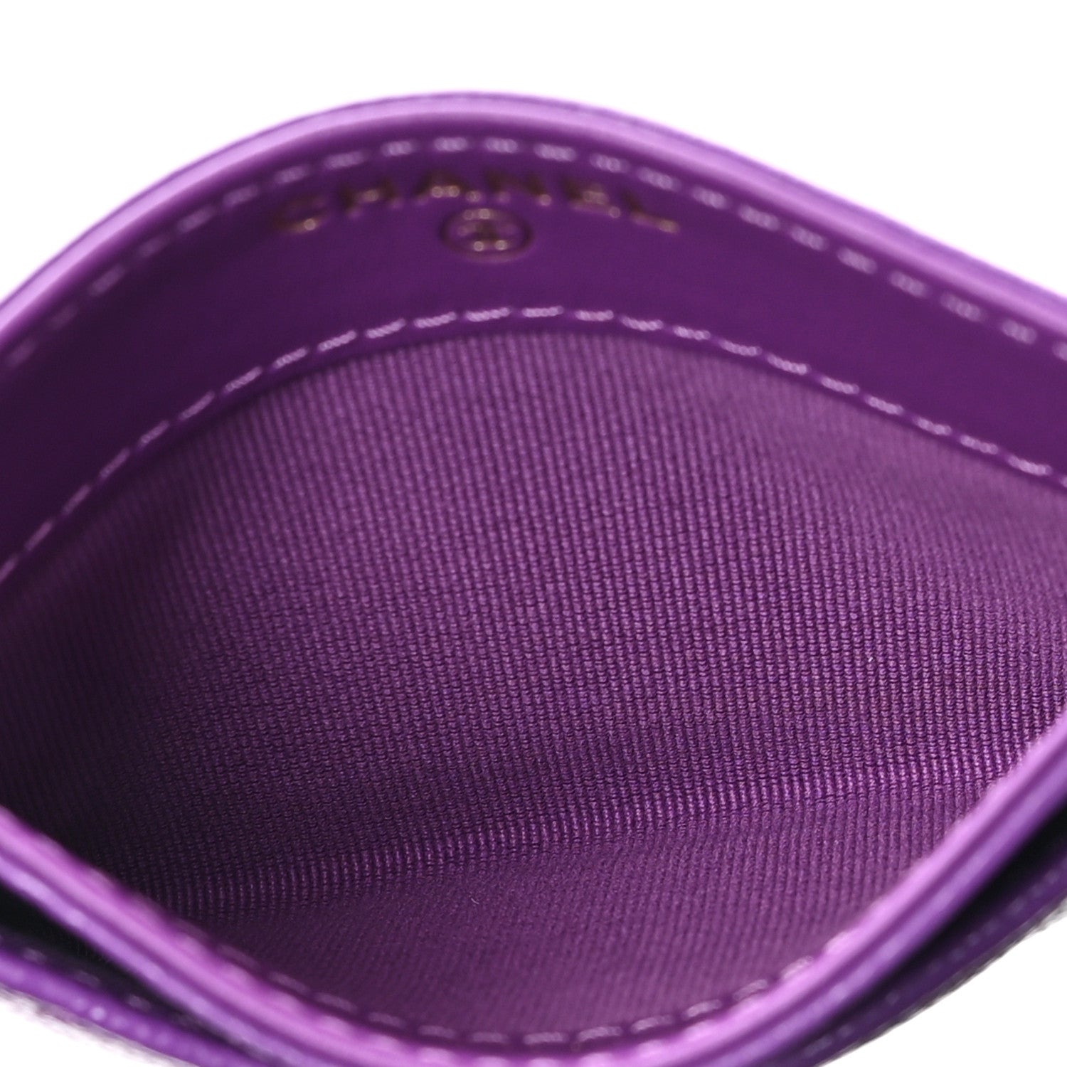 Caviar Quilted Card Holder Purple