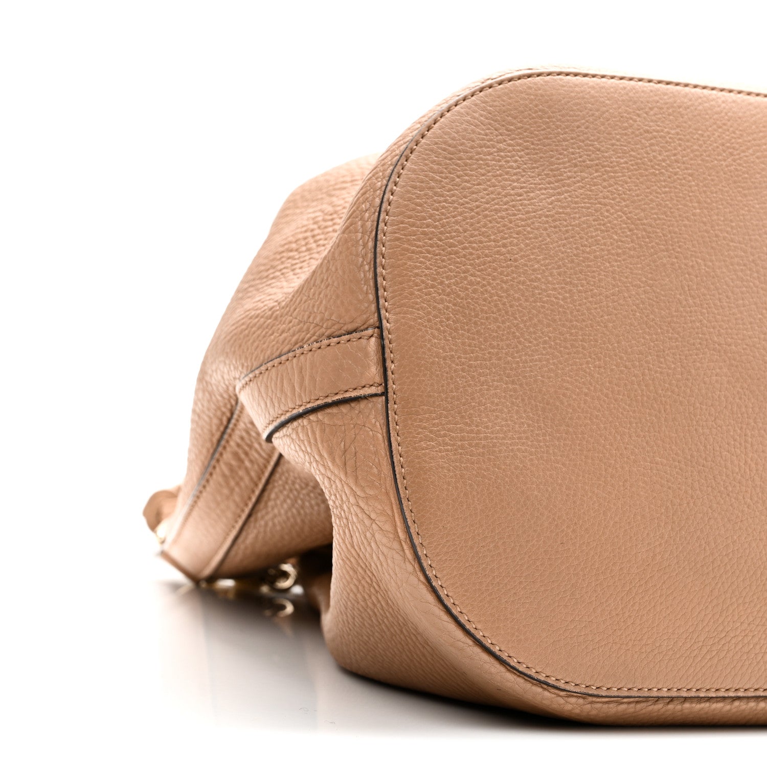 Pebbled Calfskin Miss Bamboo Bucket Bag Camelia