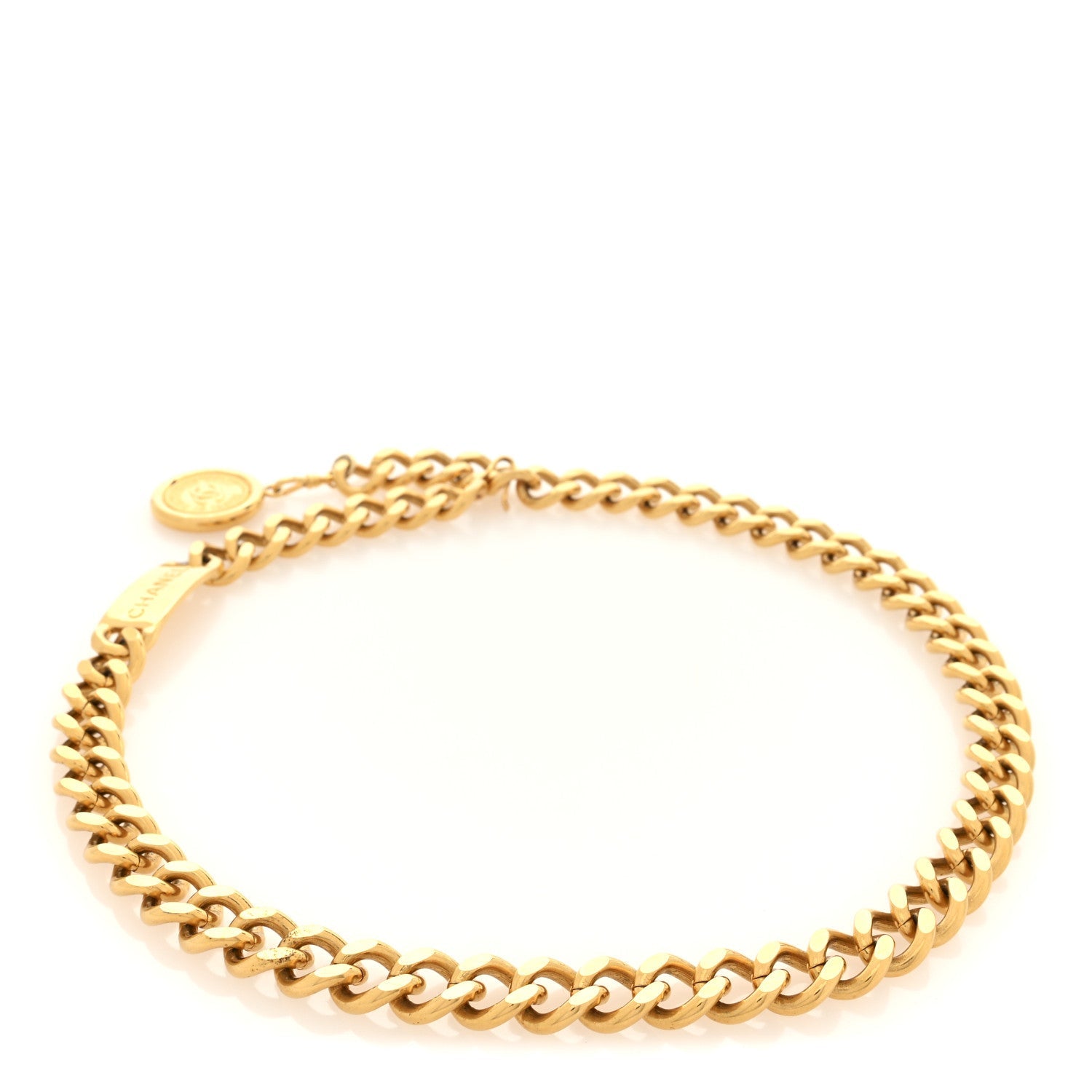 Metal Chain CC Medallion Belt Belt Gold