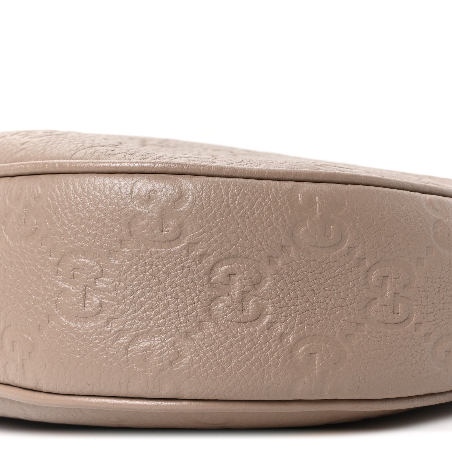 GG Grainy Calfskin Emblem Large Half Moon Shoulder Bag Taupe