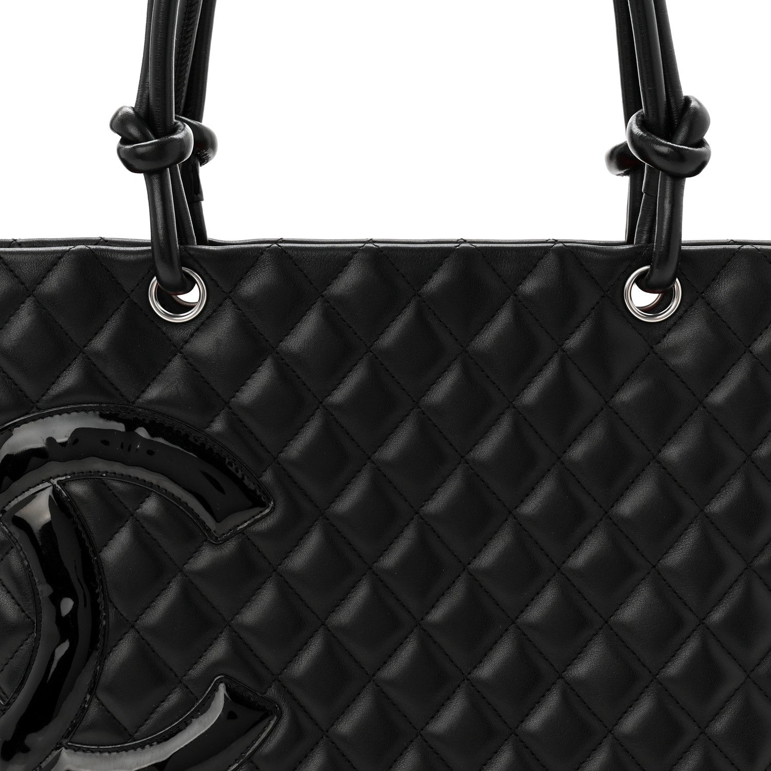 Calfskin Quilted Large Cambon Tote Black